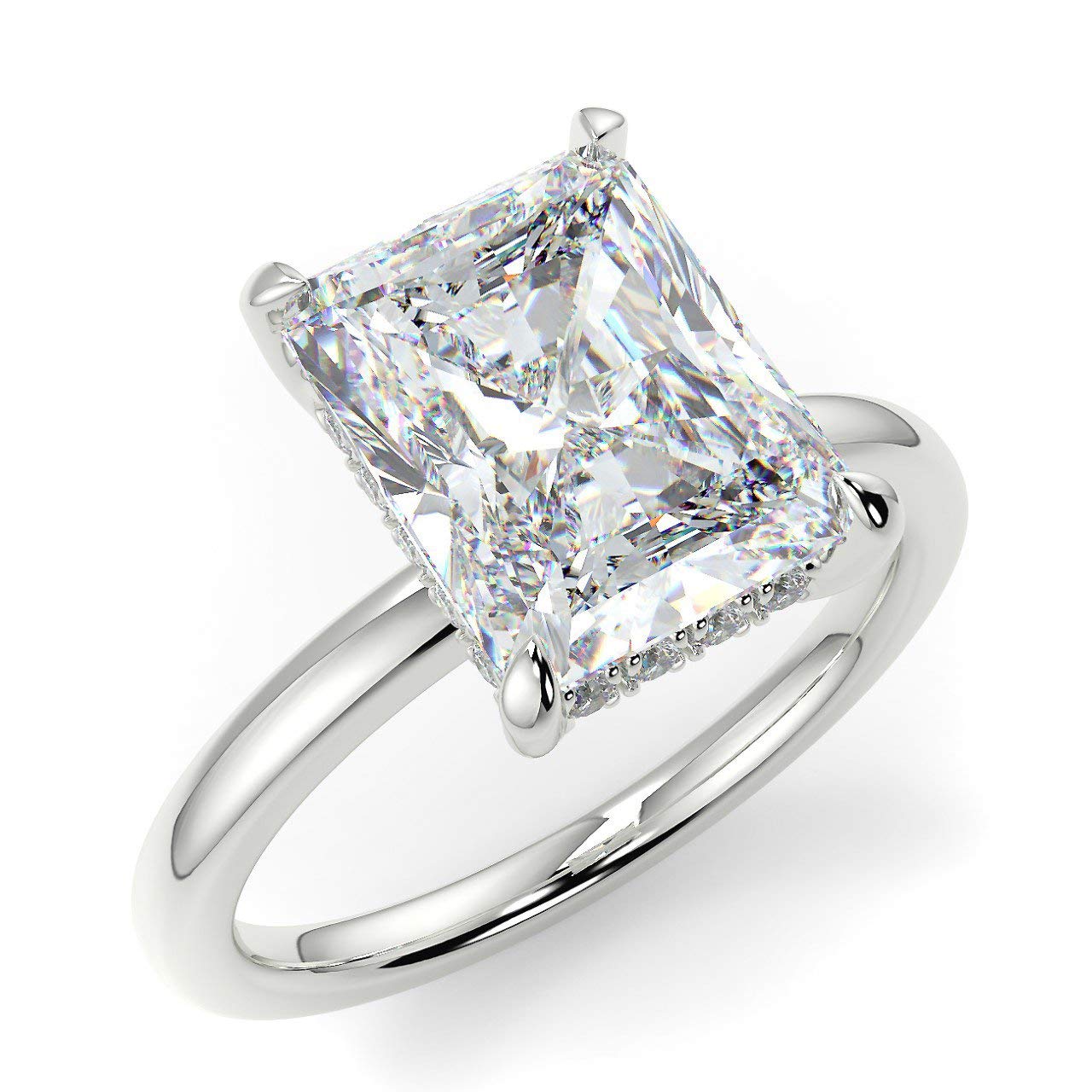 5CT Radiant Cut Colorless Moissanite Engagement Ring Set - Vintage Inspired Wedding Band with Hidden Halo & Solitaire Design, Dainty Minimalist Bridal Jewelry for Women - Perfect for Proposals, Anniversaries, Romantic Gifts & Special Occasions