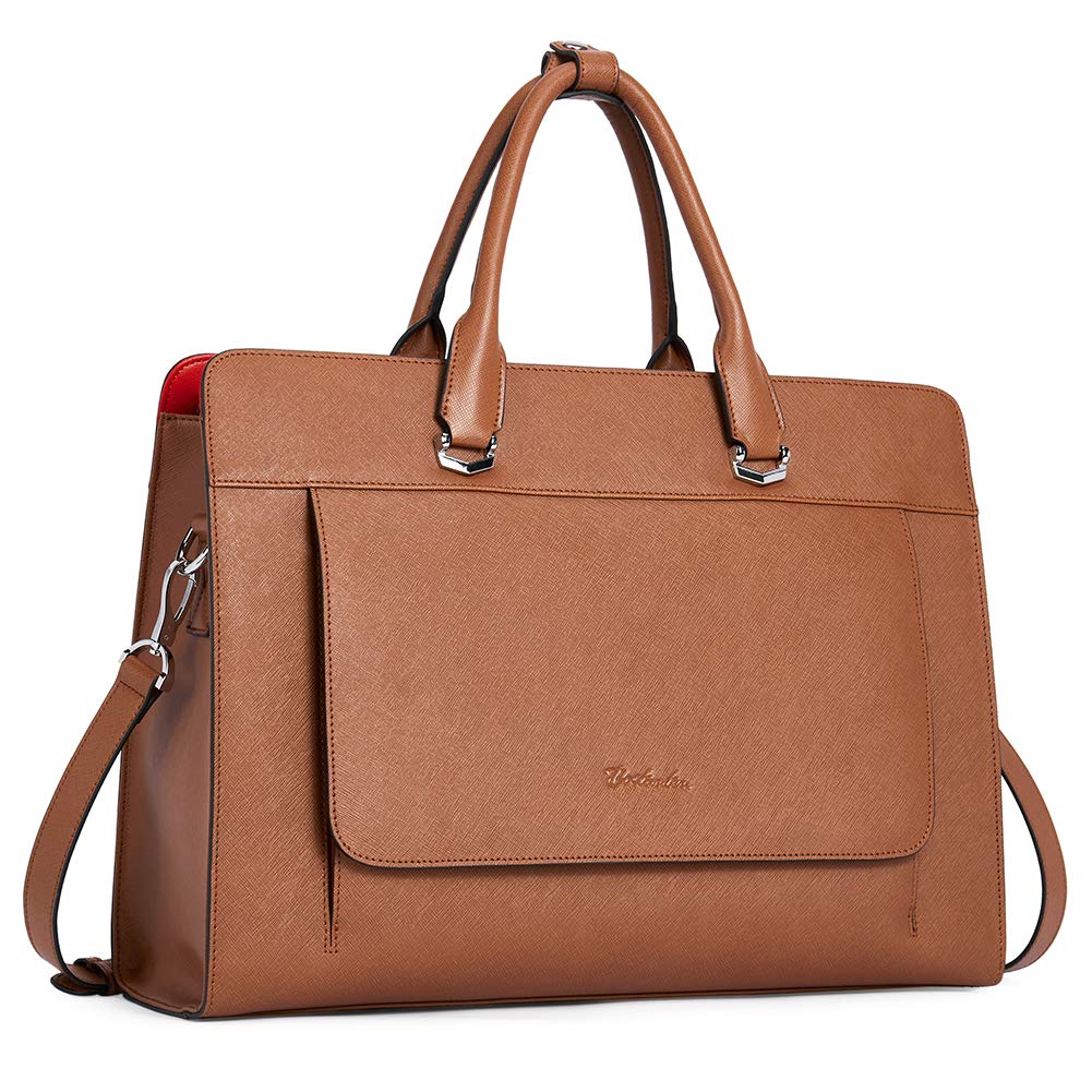 BOSTANTEN Genuine Leather Briefcase for Women - 15.6 Inch Laptop Bag, Professional Business Messenger Shoulder Bag for Work, Office & Travel - Stylish & Durable Work Tote for Businesswomen & Commuters