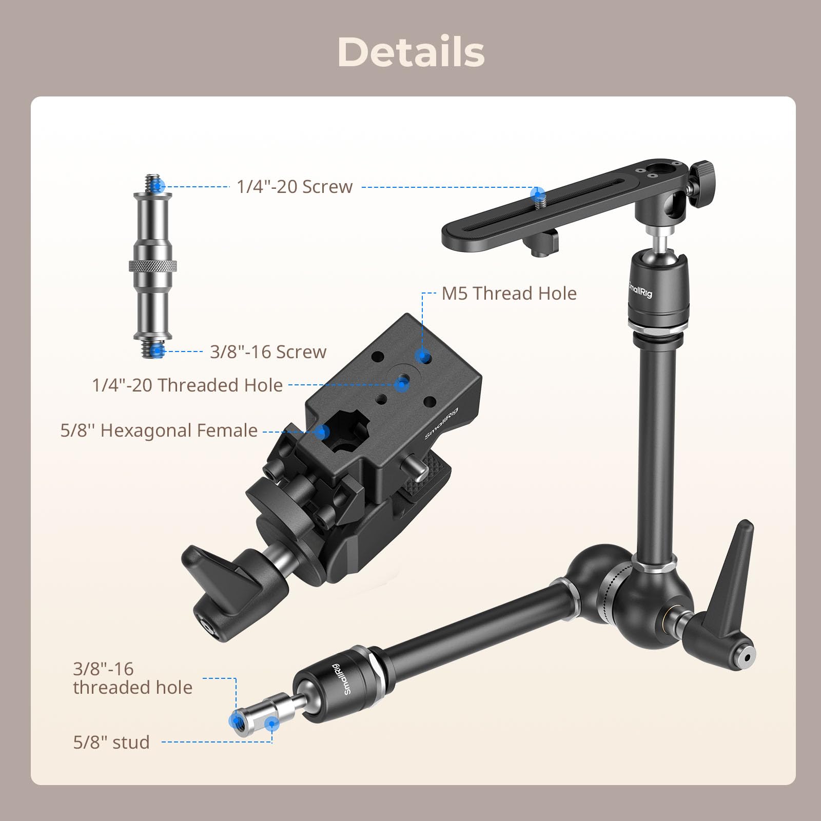 SmallRig Heavy Duty Friction Magic Arm with Super Clamp - Adjustable Camera Mount Stand for Overhead Shooting, Studio & Desk Setup | Perfect for DSLR Cameras, Ring Lights, Video Recording & Photography Workspace