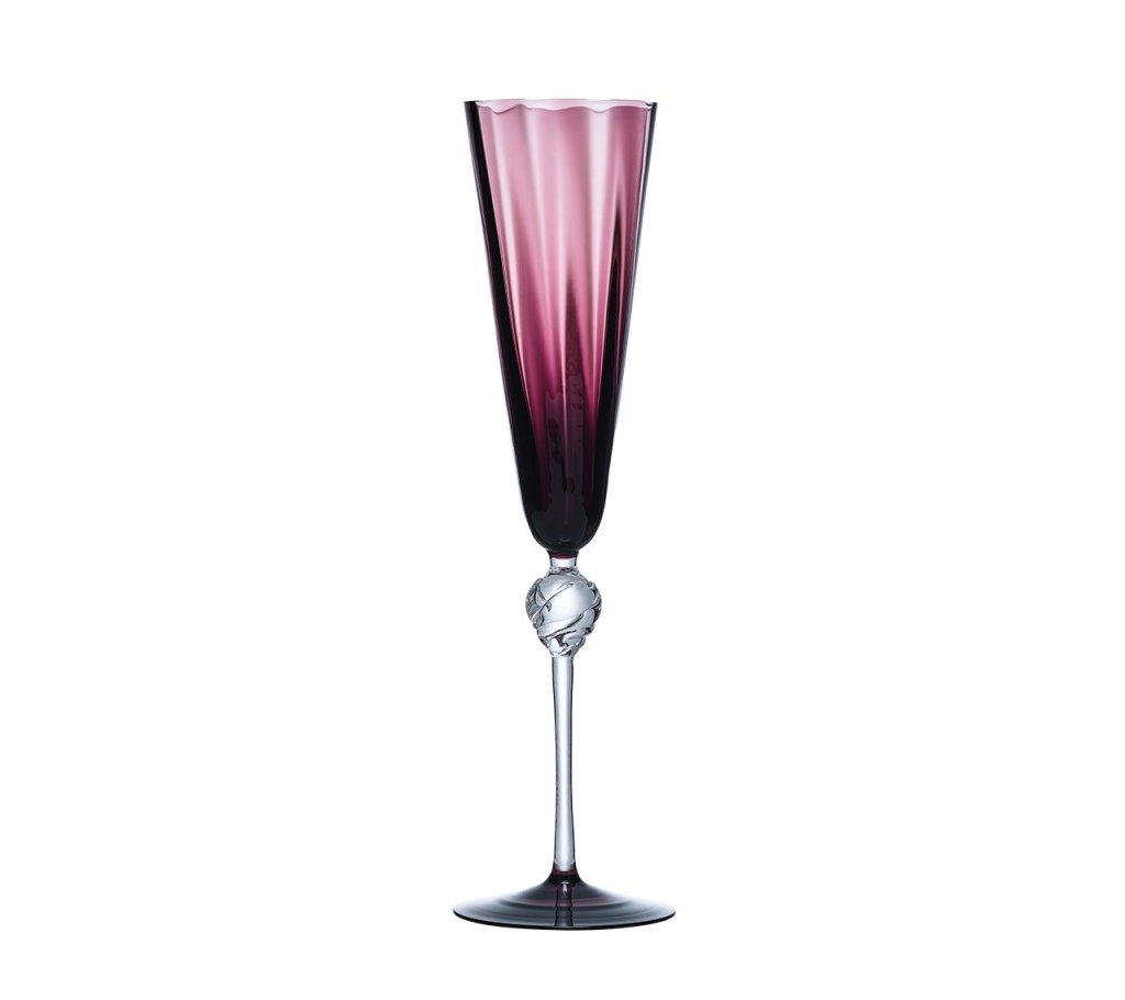 Premium Amethyst Daphne Flute Set of 4 - Elegant Crystal Wine Glasses for Parties, Weddings & Home Decor