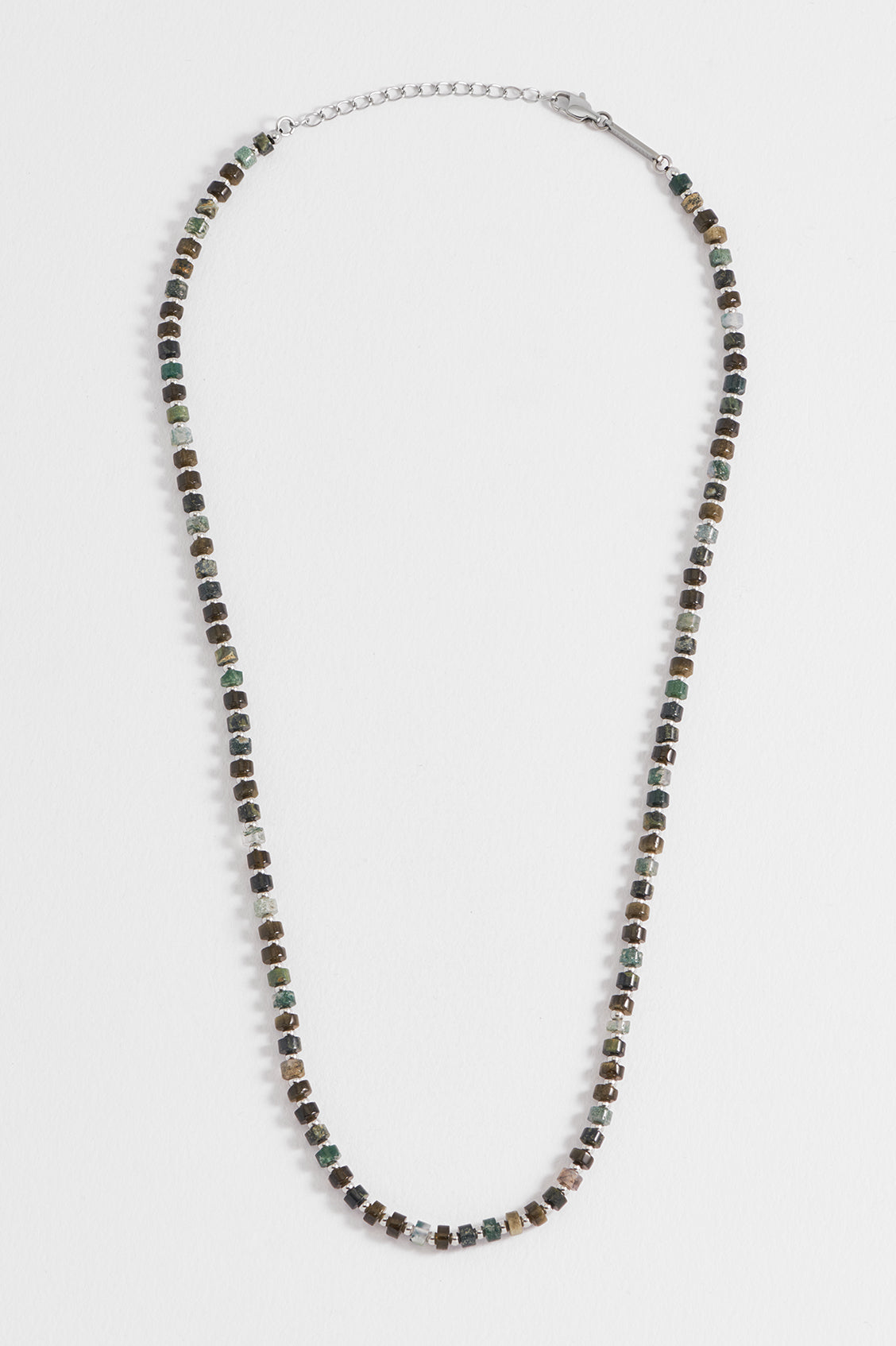 Men's Mixed Green Gemstone Rondelle Necklace - Natural Stone Beaded Jewelry for Men - Perfect for Casual Wear, Gifts & Special Occasions