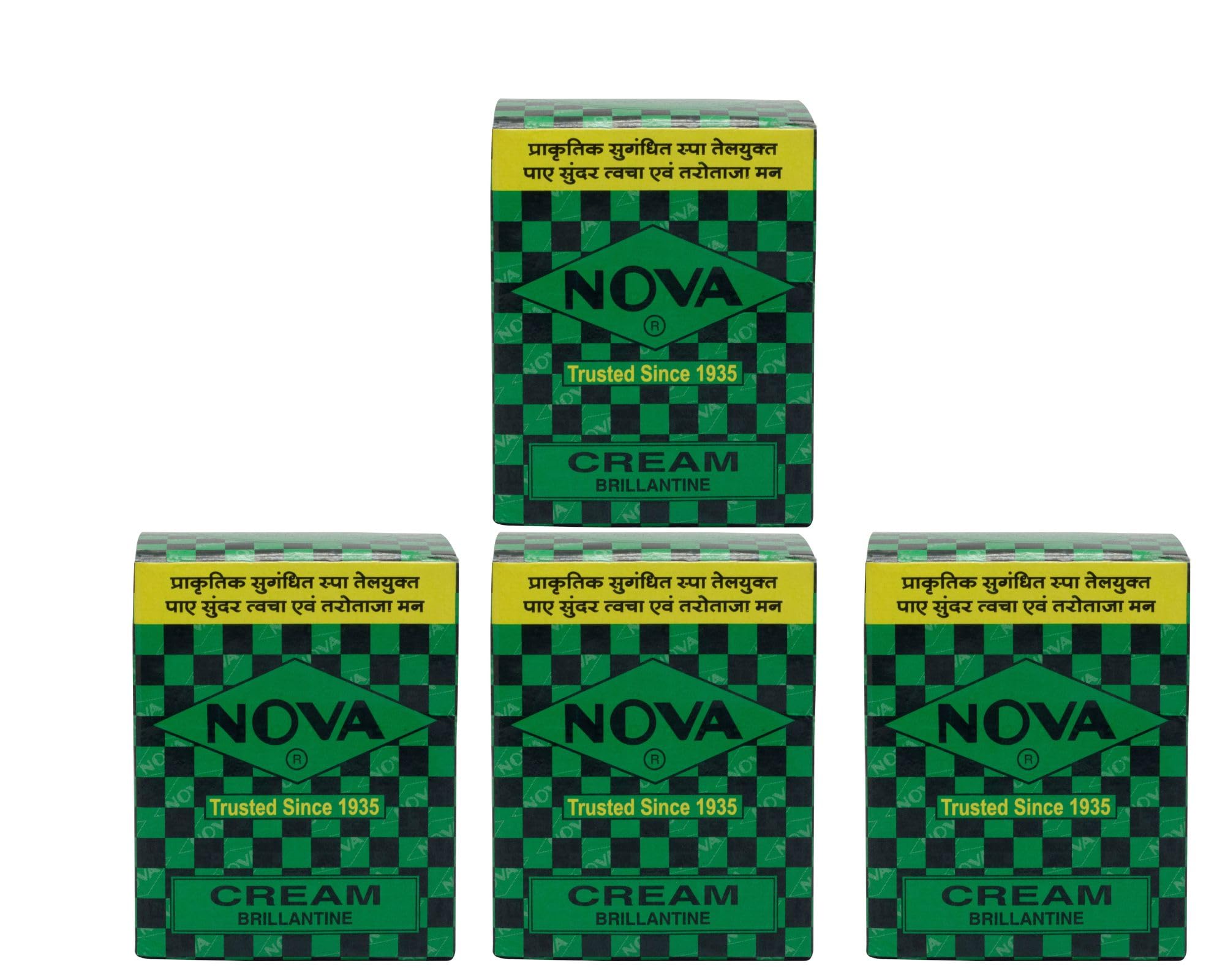 NOVA CREAM Brillantine Hair Styling Cream - Pack of 4 | Strong Hold, Natural Shine | Perfect for Men's Grooming, Classic Hairstyles & Special Occasions