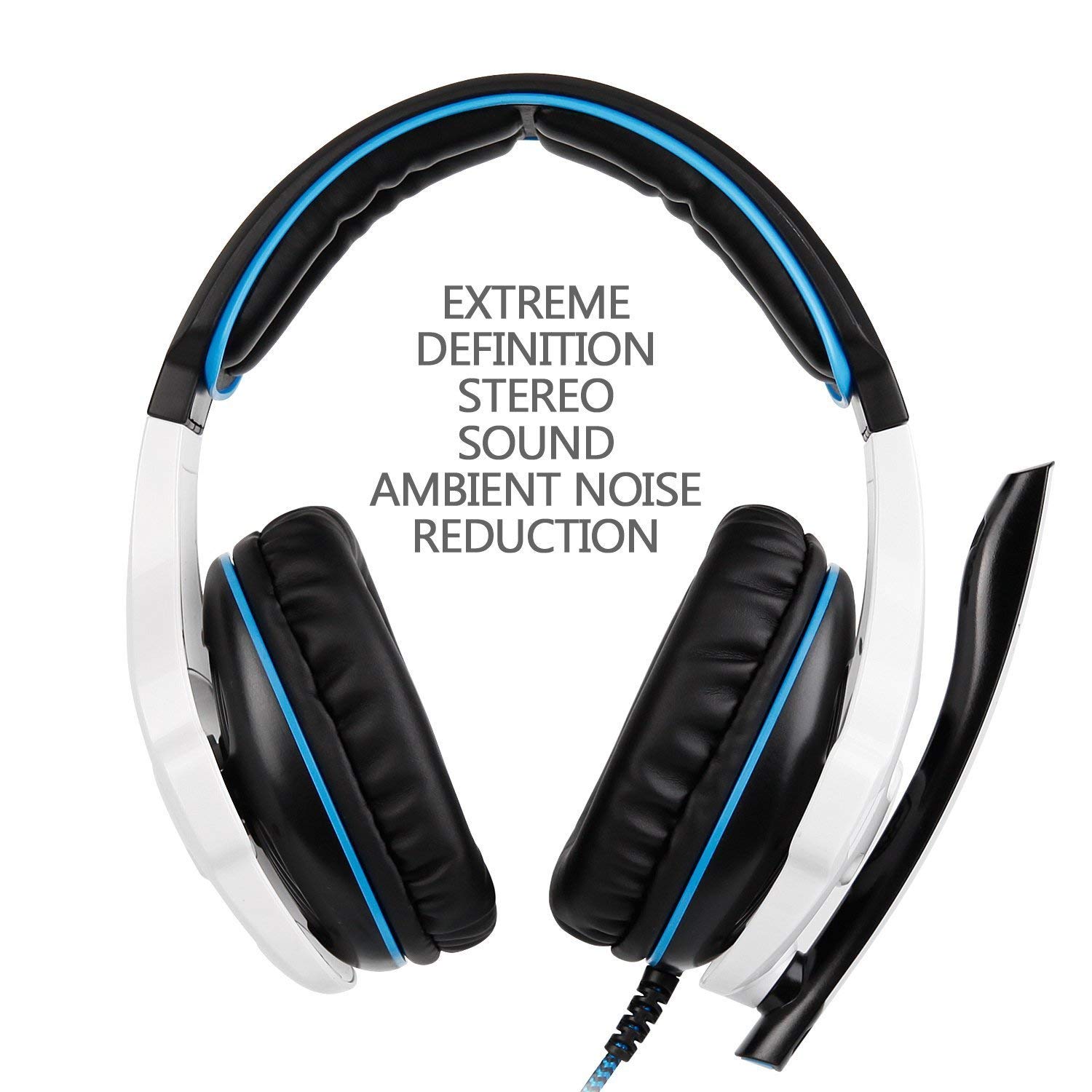 HOUSAI Gaming Headset for Xbox Series X/S, PS5, PS4, PC - Noise Cancelling Over-Ear Headphones with Mic - White - Perfect for Competitive Gaming & Online Chat