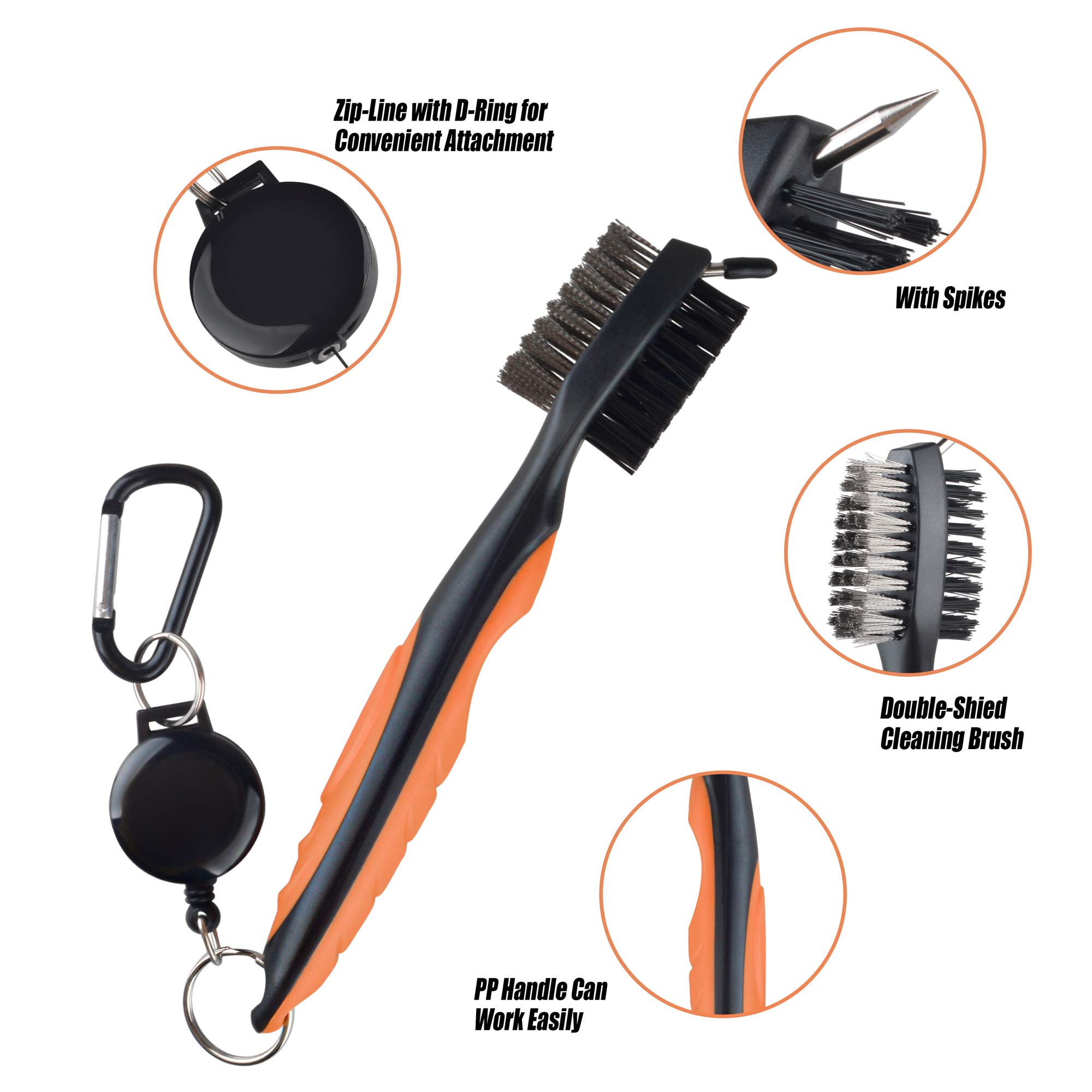 Premium Golf Accessories Gift Set - Includes Golf Towel, Club Brush with Groove Cleaner, Foldable Divot Tool, Ball Marker & Tee Holder - Waterproof Golf Bag Organizer for Men, Women & Kids - Perfect for Practice, Tournaments & Golf Course Use