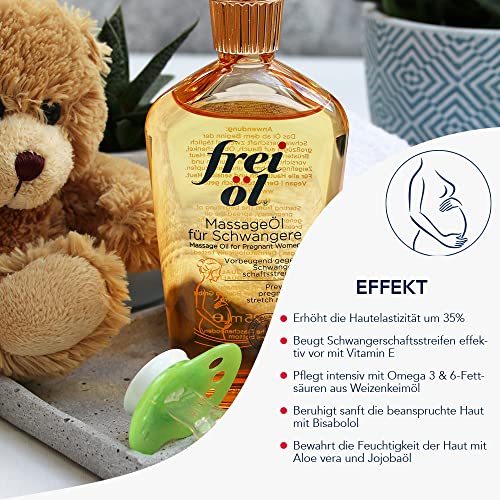 Frei Oil Experts Massage Oil for Pregnant Women - 200ml Natural Relaxing Body Oil for Stretch Marks & Dry Skin - Perfect for Prenatal Care & Postpartum Recovery
