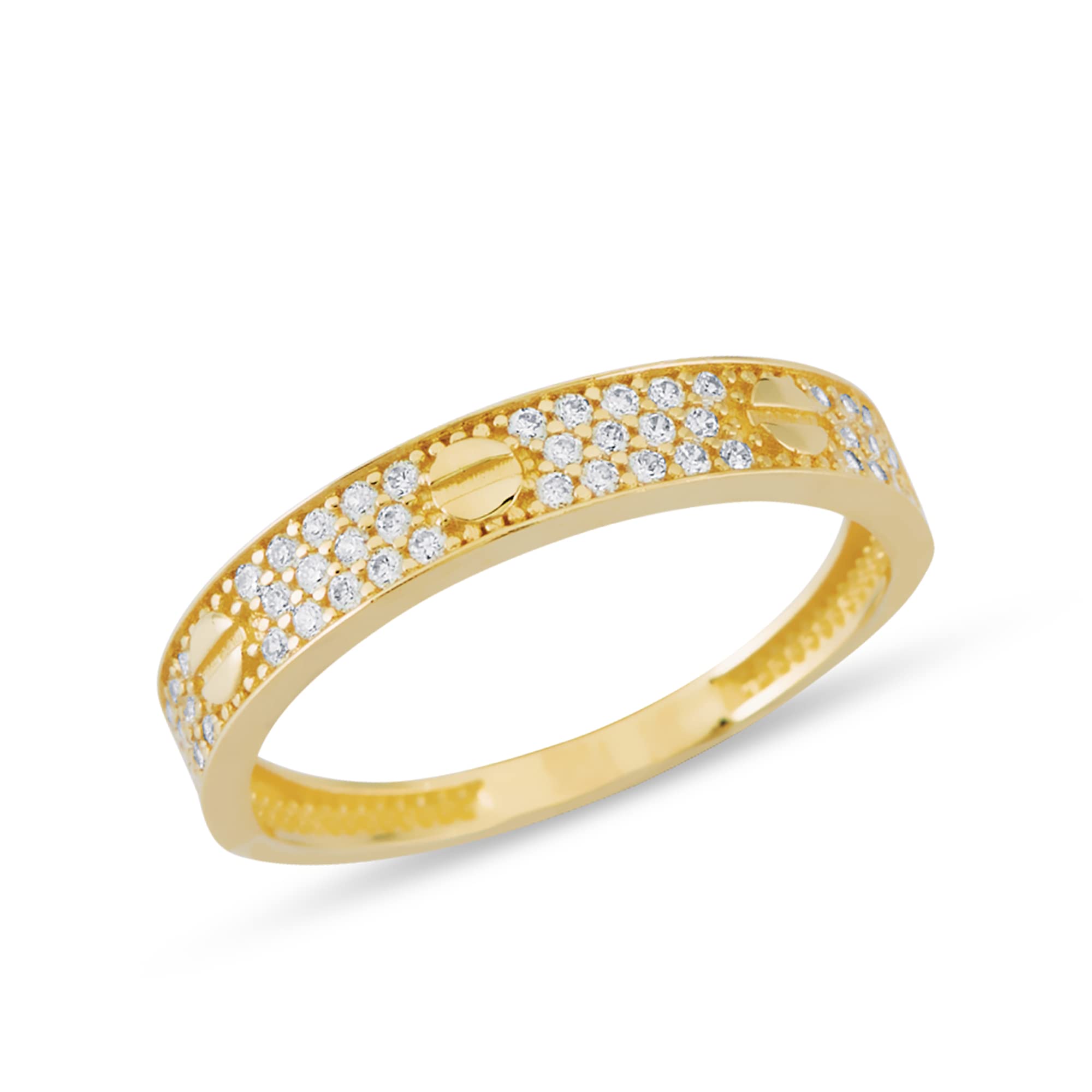 14K Solid Gold Love Ring for Wedding, Anniversary, or Engagement - Round-Cut Cubic Zirconia Stackable Rings for Women & Teens (Yellow/White/Rose Gold) | Boho Vintage Fine Jewelry Gift for Her | Perfect for Everyday Wear, Date Nights & Special Occasions | Size 4.5-12