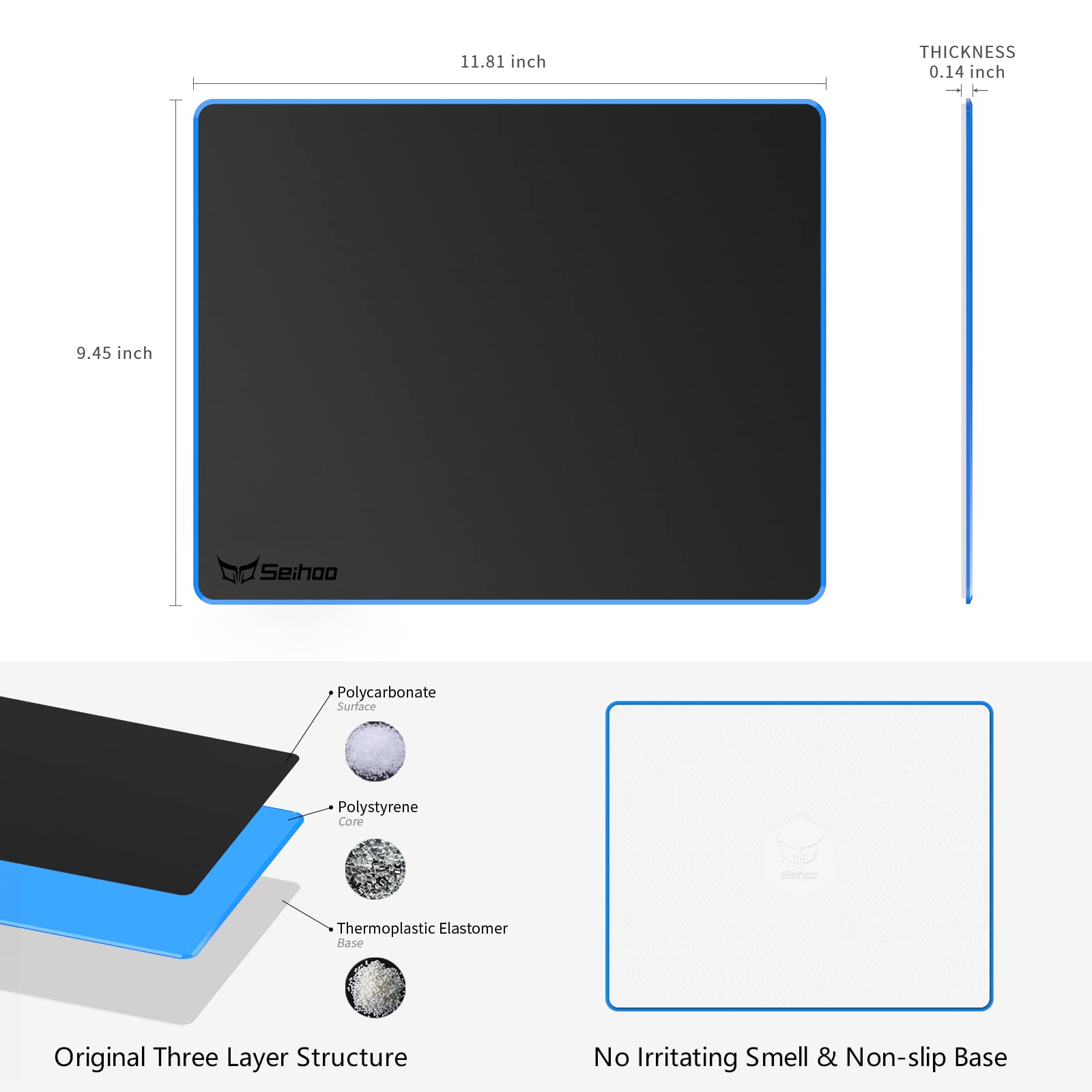 Premium Esports Hard Mouse Pad - Ultra Smooth Plastic Resin Surface, Waterproof & Odorless - Fast & Precise Tracking for Gaming & Office Use - Perfect for PC, Laptop, Workstation & Competitive Gaming Setup
