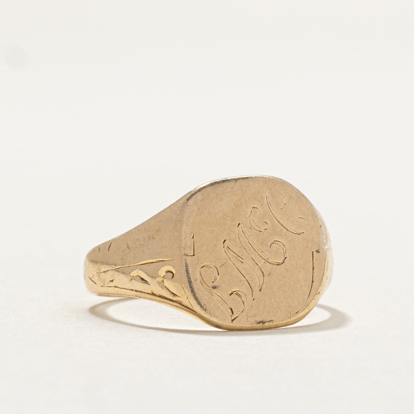 1964 Birmingham 9K Yellow Gold LMcC Initial Signet Ring - Size 9.75 | Vintage Personalized Monogram Jewelry for Men & Women - Perfect for Engraved Gifts, Weddings & Special Occasions