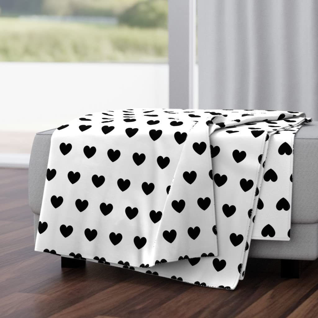 Soft Plush Minky Throw Blanket 50x70 Inches - Black Hearts & Polka Dot Fun Print Cozy Blanket for Couch, Bed, Sofa | Perfect Gift for Valentine's Day, Home Decor