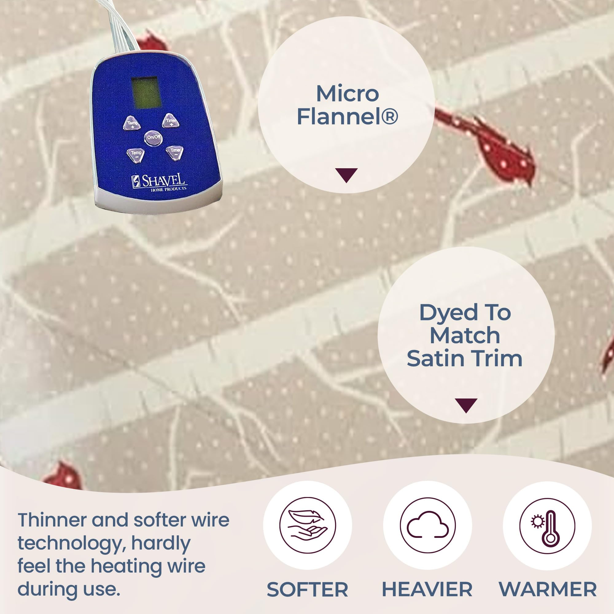 Thermee Micro Flannel Heated Blanket Twin Size - 10 Heat Settings, Programmable Electric Warming Blanket, Ultra Soft & Fast Heating Throw for Bed, Sofa & Winter Use - Birches Pattern