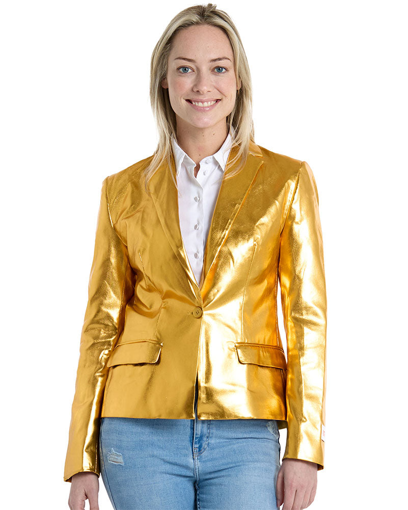 Vintage 70s Groovy Gold Opposuit Women's Jacket - Retro Fashion for Casual Wear & Costume Parties