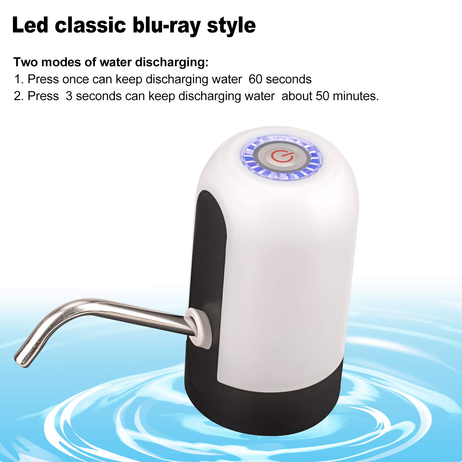 5 Gallon Rechargeable Water Bottle Pump Dispenser - One Button Operation with Replaceable Suction & Outlet Pipe - Perfect for Home, Office, Camping & Emergency Water Supply