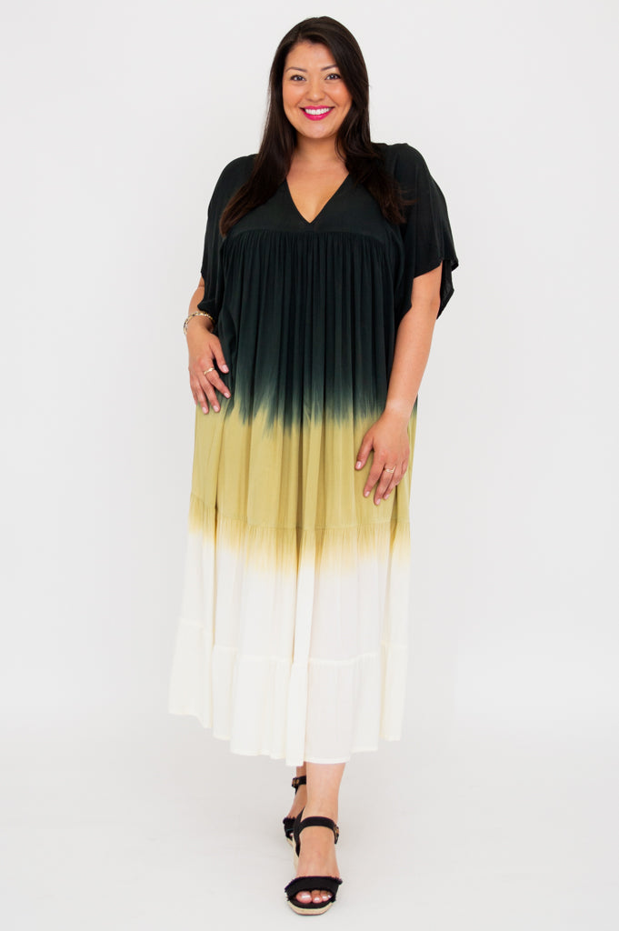 Empress Elegant Black Dip Dye Maxi Dress for Women - Perfect for Evening Parties, Weddings & Special Occasions