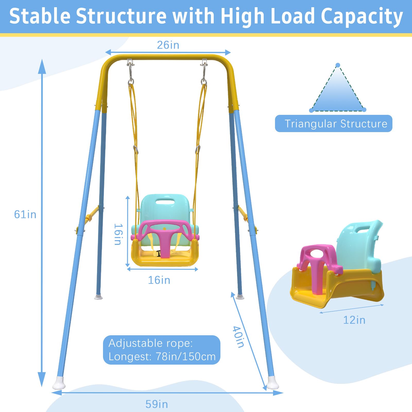 Taleco Gear 2 in 1 Toddler Swing & Baby Jumper with 4 Sandbags for Stability - Foldable Indoor/Outdoor Baby Swing for Easy Installation & Storage - Perfect for Backyards, Parks, and Playrooms