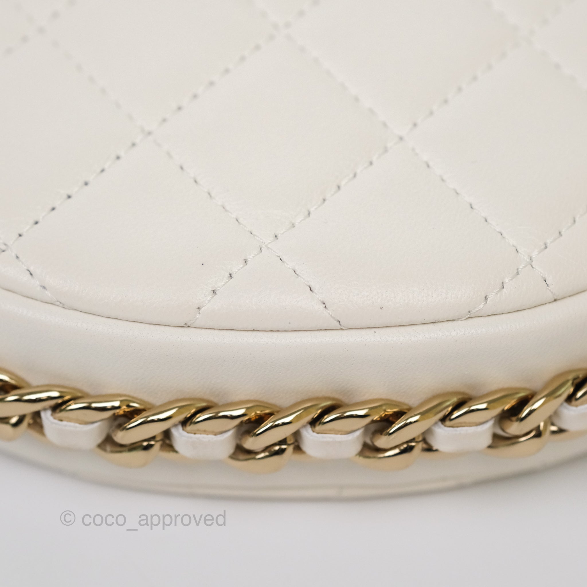 Chanel Chain Around Mini Hobo Bag in White Lambskin Leather with Gold Hardware 23C - Perfect for Evening Events & Luxury Fashion Accessories