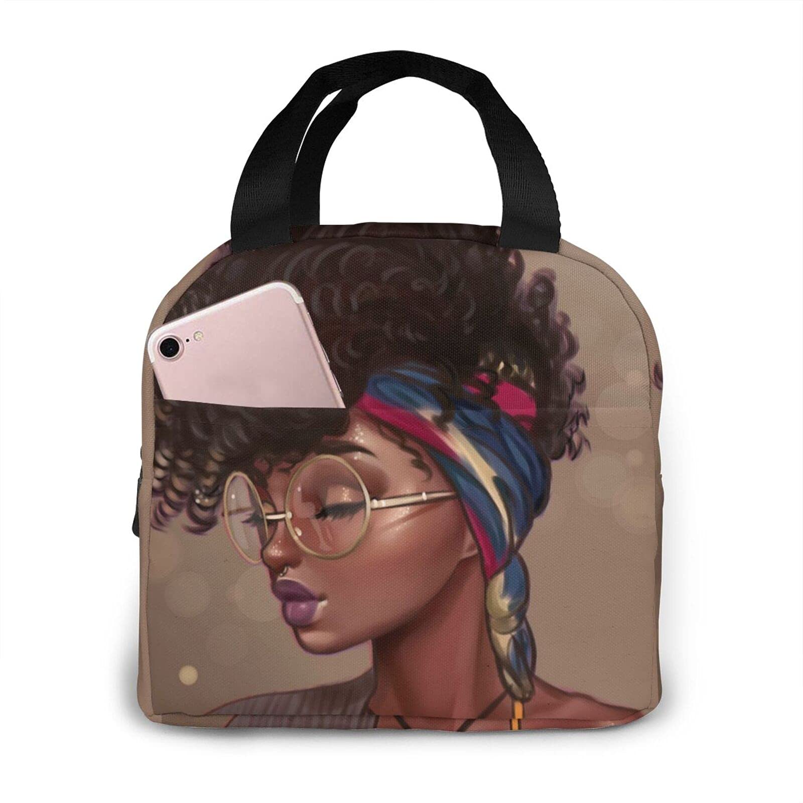 Stylish Reusable Lunch Bag for African American Women & Men - Compact Insulated Tote for School, Office & Work | Eco-Friendly Food Container | Perfect for Work Lunches, Picnics & Daily Commutes