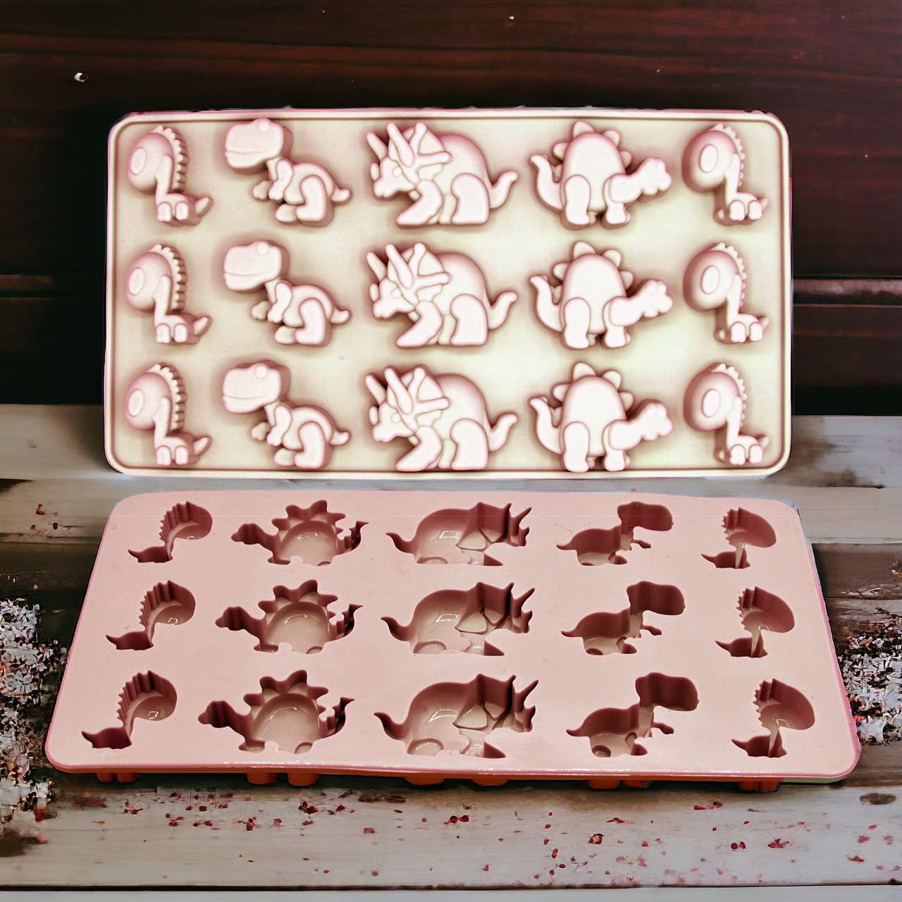Dinosaur Silicone Mold Baking Tray - Non-Stick Food Grade Dino & T-Rex Shaped Chocolate Candy Mold for Kids DIY Treats, Ice Pops, Cupcakes | Freezer, Oven & Dishwasher Safe BPA-Free | Perfect for Birthday Parties, Classroom Activities & Holiday Baking