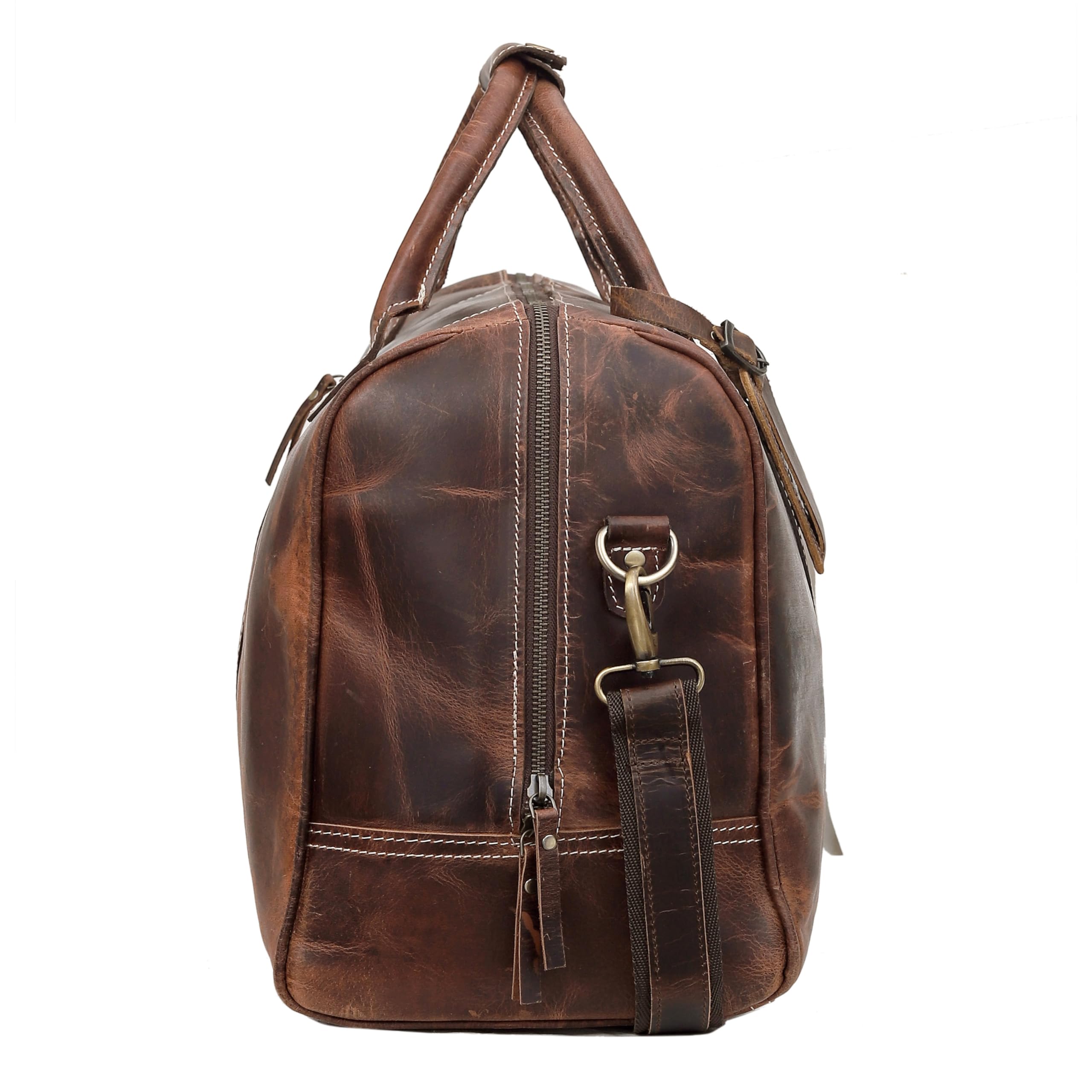 Premium 24 Inch Leather Duffle Bag for Men & Women - Handmade Large Carry On Luggage, Weekender Travel & Gym Sports Bag - Perfect for Airplane Travel, Overnight Trips & Workout Sessions