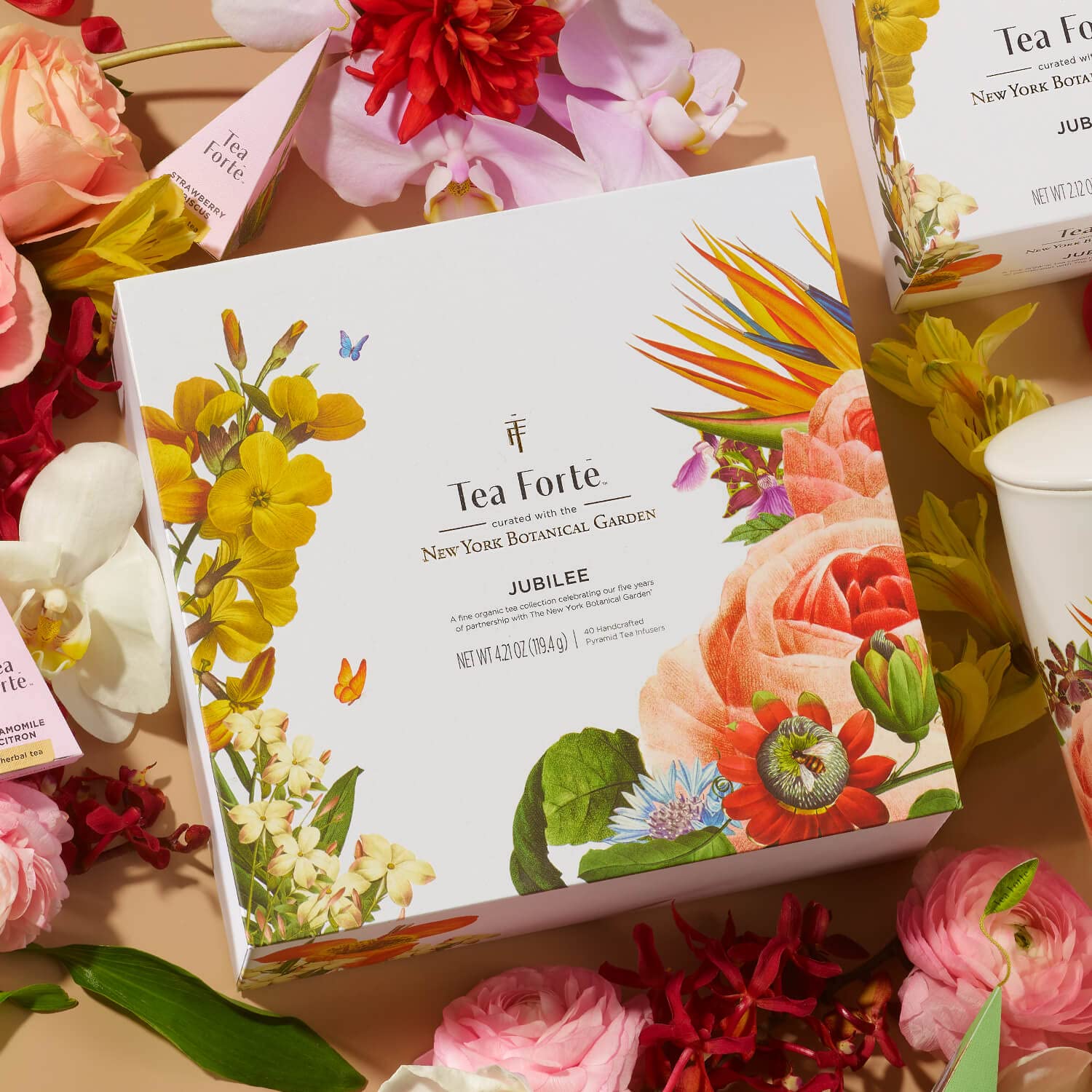 Tea Forte Jubilee Tea Chest - 40 Pyramid Tea Infusers Gift Set with Organic Loose Leaf Tea Variety | Perfect Tea Sampler for Holidays, Housewarming & Corporate Gifts