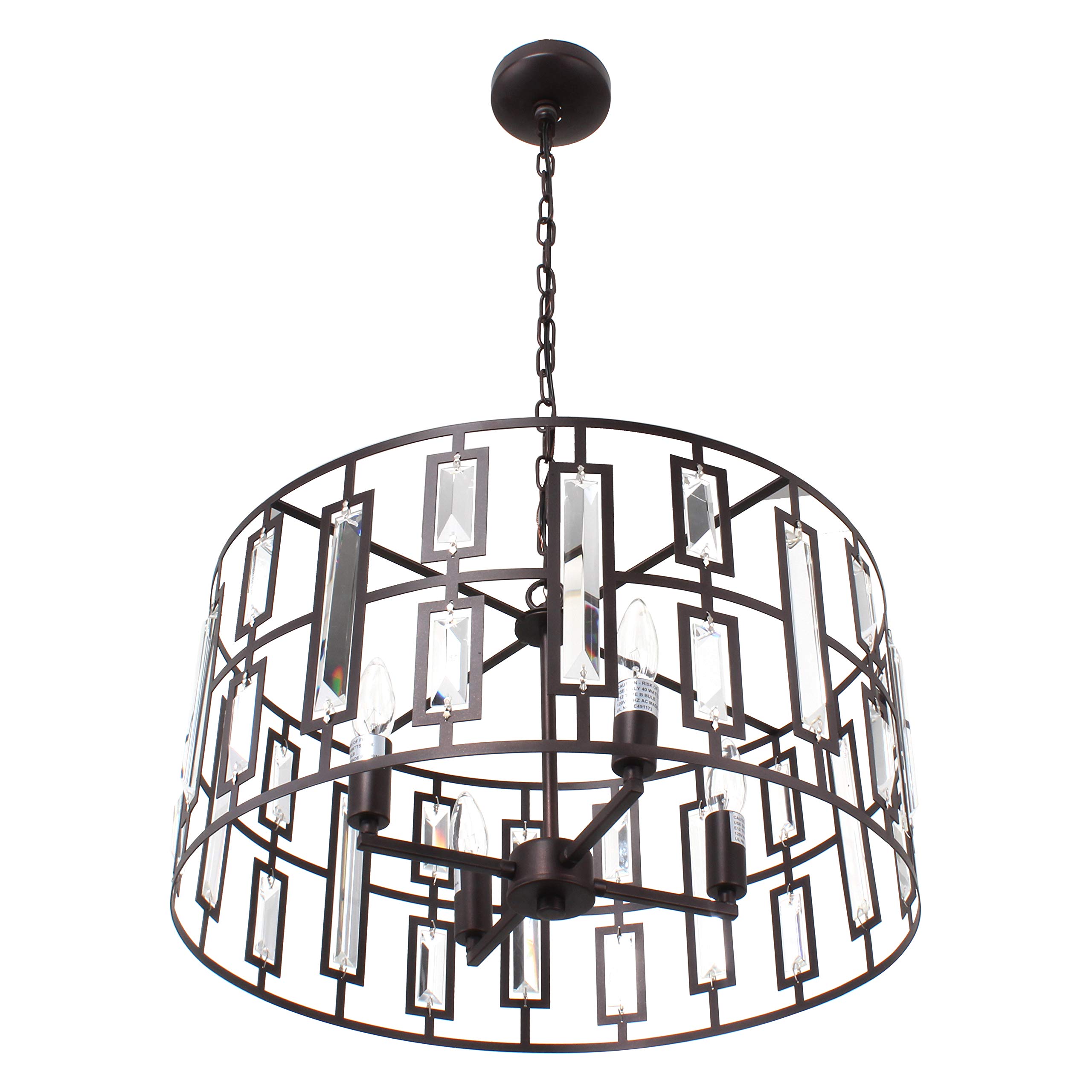 Modern 4-Light Rubbed Bronze Ceiling Pendant Light Fixture - 20 Inch Wide for Dining Room, Kitchen Island & Bedroom Lighting