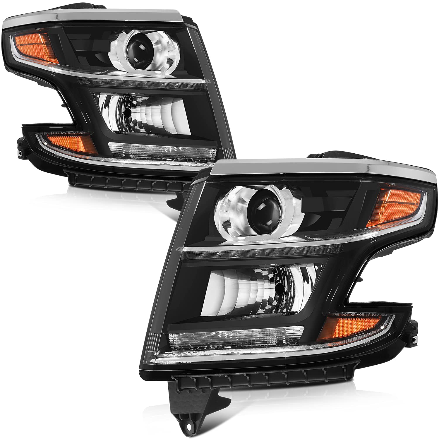 SCITOO Pair of LED Headlight Assembly for Chevrolet Suburban 2015-2020, Suburban 3500 HD 2016-2019 & Tahoe 2015-2020 - Replacement Headlights (Part #23387143, 23490006, Bulbs Not Included) - Perfect for Night Driving & Off-Road Adventures