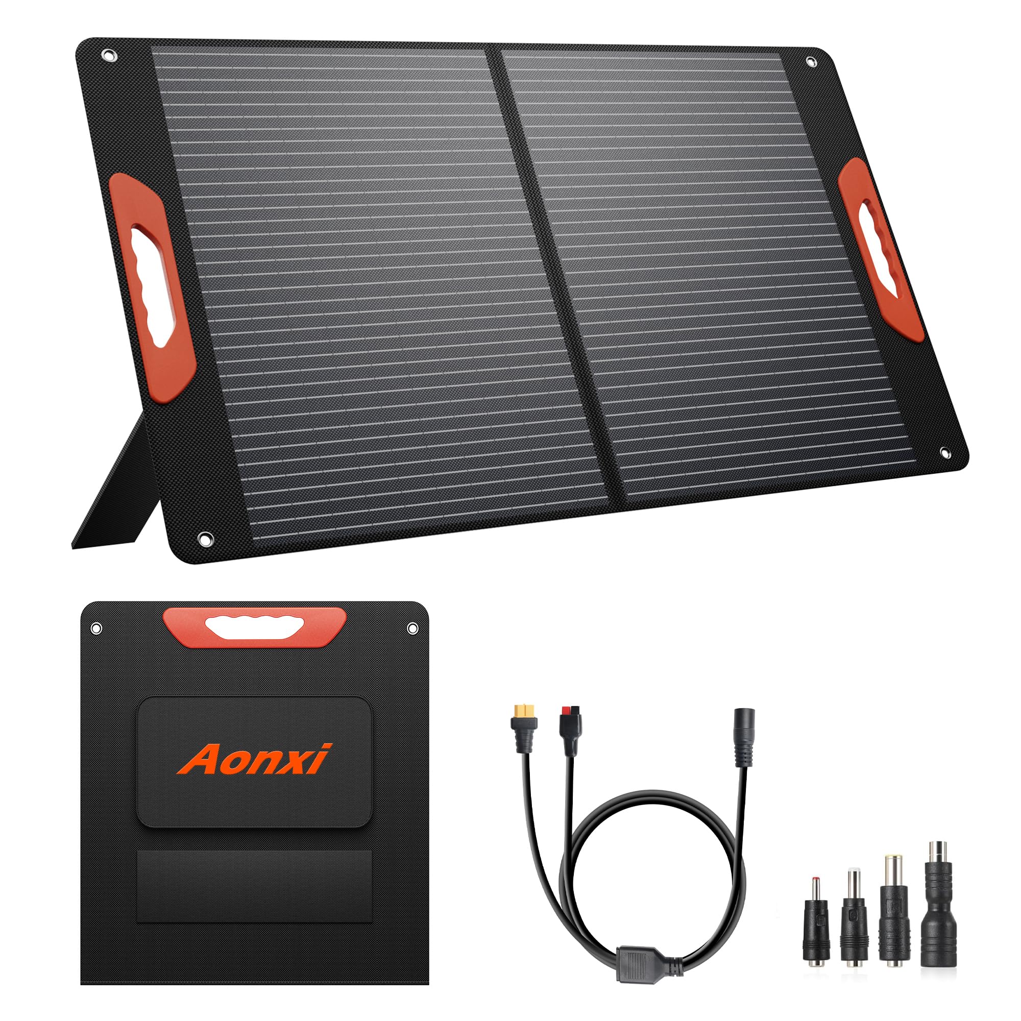 120W Portable Solar Panel for Power Station - 23.5% High Efficiency Monocrystalline Foldable Solar Charger with 20V DC Output, QC3.0 USB-A & Type-C - Perfect for Hiking, Camping, RV Trips & Emergency Power Backup