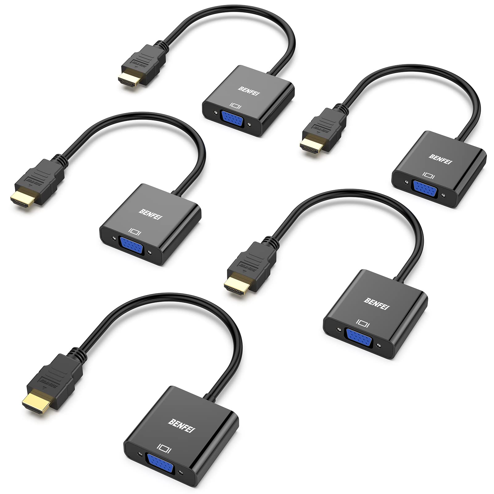BENFEI HDMI to VGA Adapter 20 Pack - Gold Plated Male to Female Converter for Computer Monitor Projector HDTV - Compatible with Laptop PC Chromebook Raspberry Pi Roku Xbox - Perfect for Home Office Gaming and Presentations