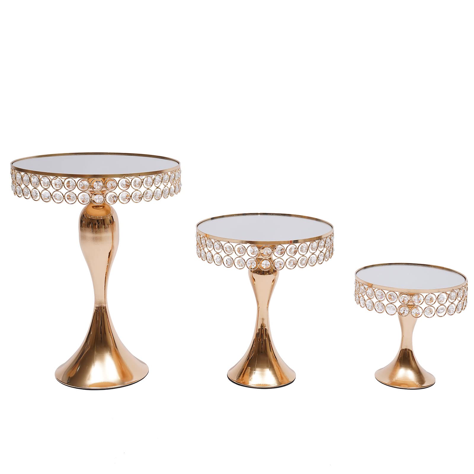 YIYIBYUS 3-Piece Gold Cake Stand Set - Elegant Metal Cupcake & Dessert Display Stands for Birthday Parties, Baby Showers, Anniversaries, Afternoon Tea - Perfect for Wedding Receptions, Bridal Showers & Holiday Celebrations (3-Piece Cake Stand Set)