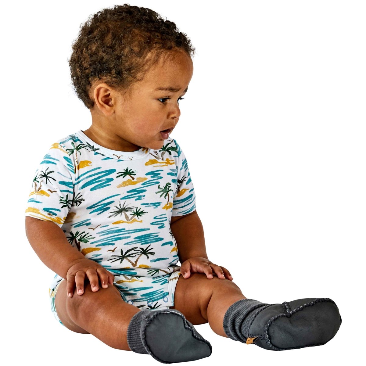 Castaway Organic Cotton Short Sleeve Baby Romper - Soft & Breathable Infant Jumpsuit for Playtime, Outings & Photo Shoots