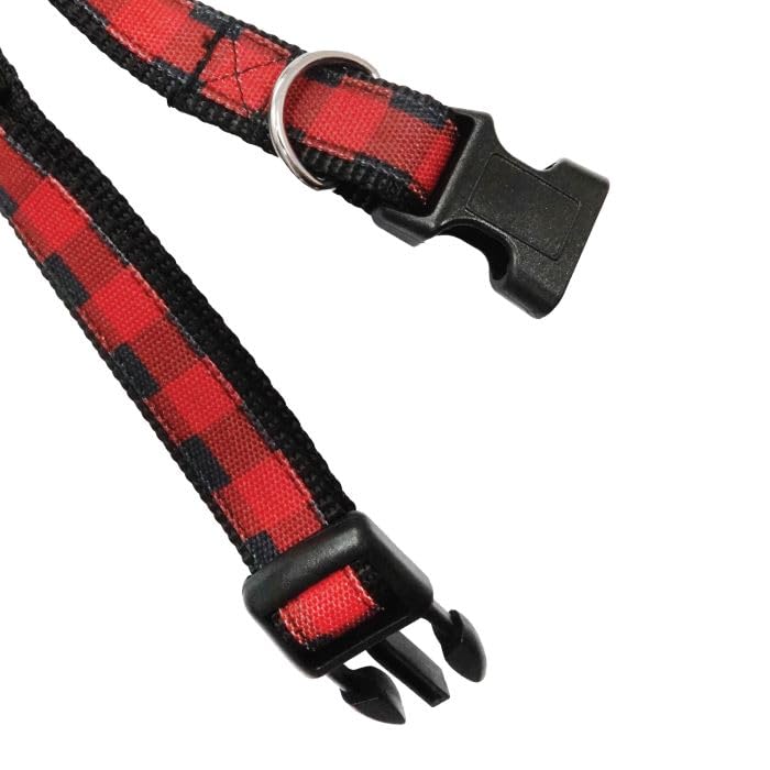 Red Buffalo Check Cat Collar - Adjustable & Reflective Pet Collar for Safety | Perfect for Indoor & Outdoor Adventures