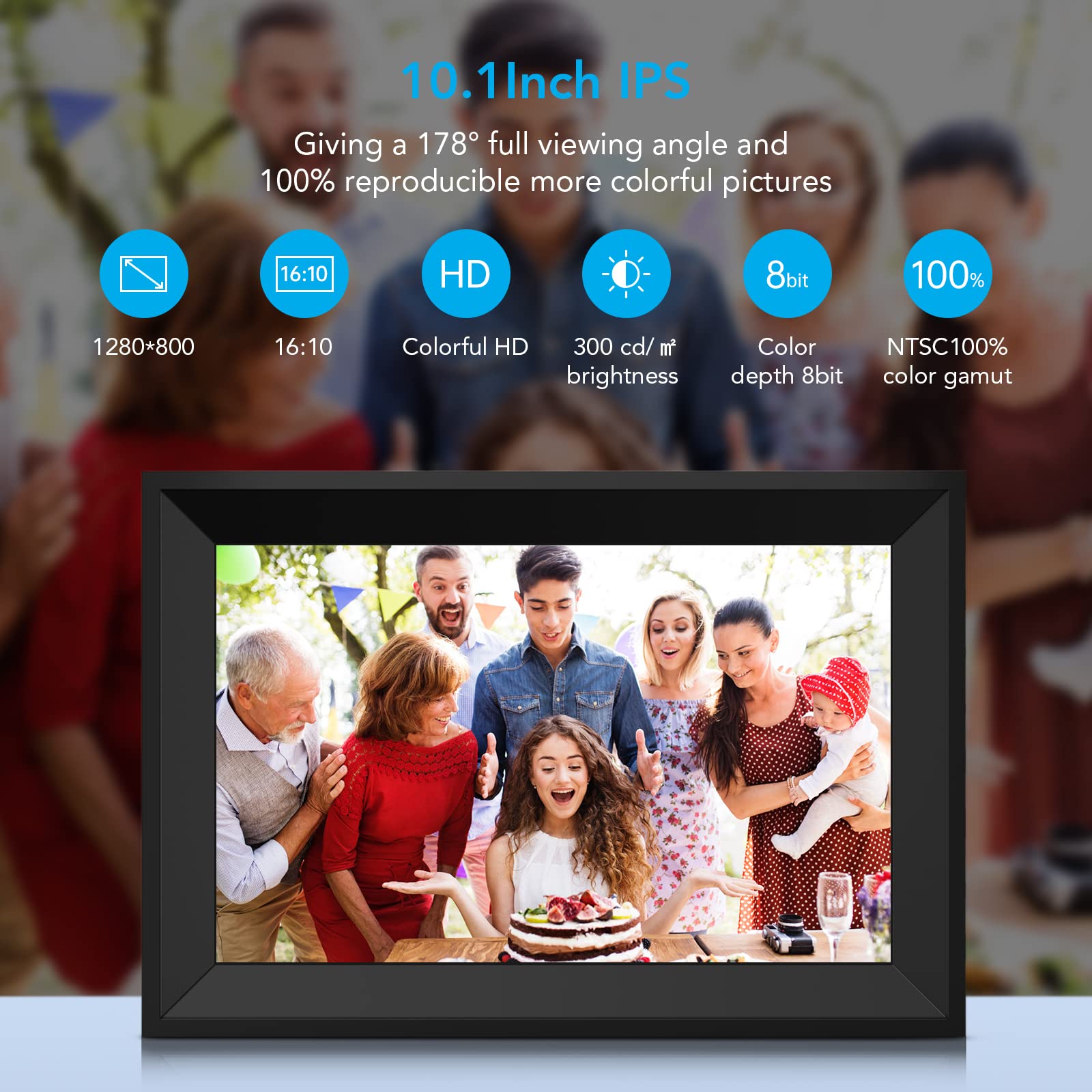 10.1 Inch FRAMEO Digital Picture Frame with WiFi & IPS Touch Screen - 16GB Storage, Instant Remote Photo/Video Sharing via Free Frameo App - Perfect Gift for Family, Friends, Home Decor & Office Display