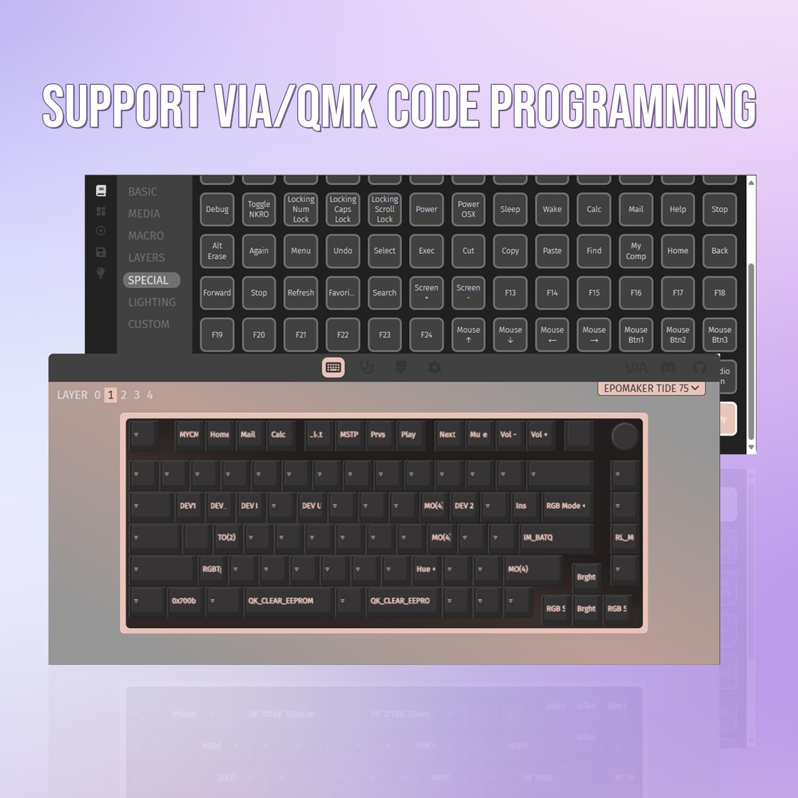 EPOMAKER Tide75 QMK/VIA Wireless Gaming Mechanical Keyboard - 75% Compact Aluminum Body, Hot-Swappable Lemon Switches, Bluetooth/2.4Ghz/USB-C Connectivity, Programmable FR4 Plate for Windows/Mac (Purple) - Perfect for Esports, Office Typing & Content Creation