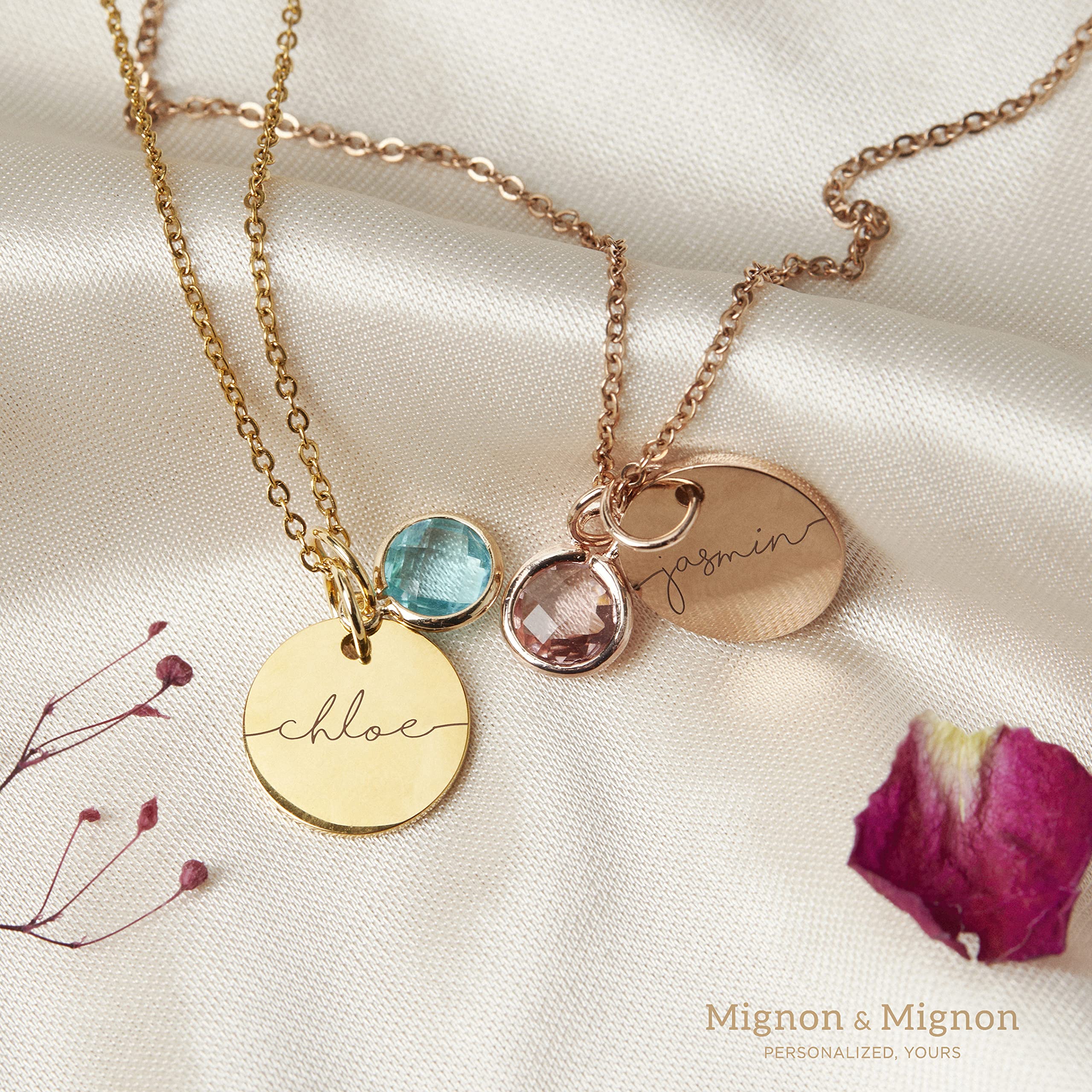 Personalized Birthstone Name Necklace for Women - Custom Gold Plated Pendant Charm Jewelry for Mom, Grandma & New Moms - Perfect Mother's Day Gift, Birthday Present & Special Occasion Jewelry - Elegant Everyday Wear & Meaningful Keepsake