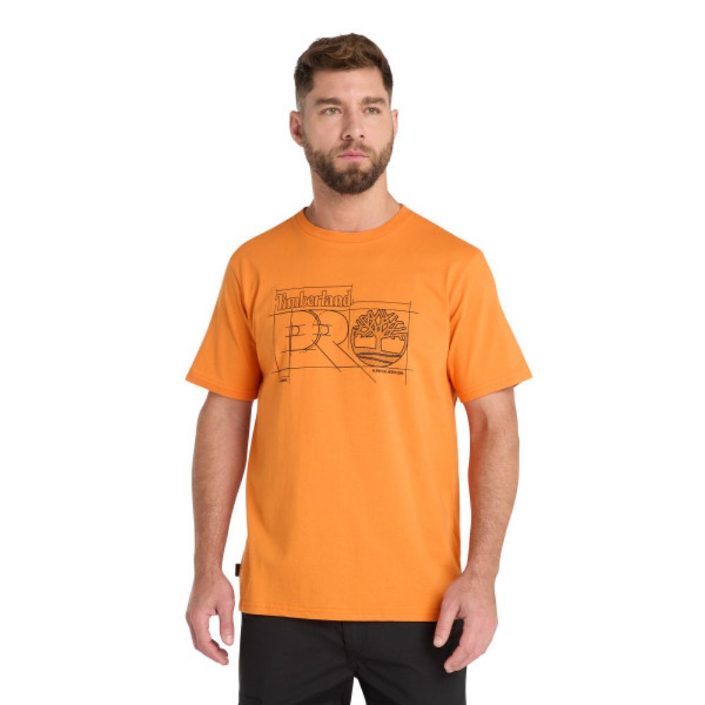 Timberland PRO® Men's Short Sleeve Work T-Shirt - Moisture Wicking, Durable & Comfortable (Orange) - Ideal for Construction, Landscaping & Outdoor Jobs