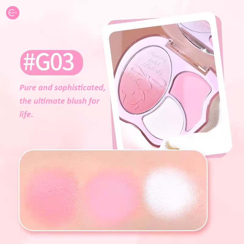 GOGOTALES 3-in-1 Blush Highlighter Palette - Natural Glow Makeup Set for Cheeks, Contour & Highlighting | Perfect for Everyday Wear & Special Occasions