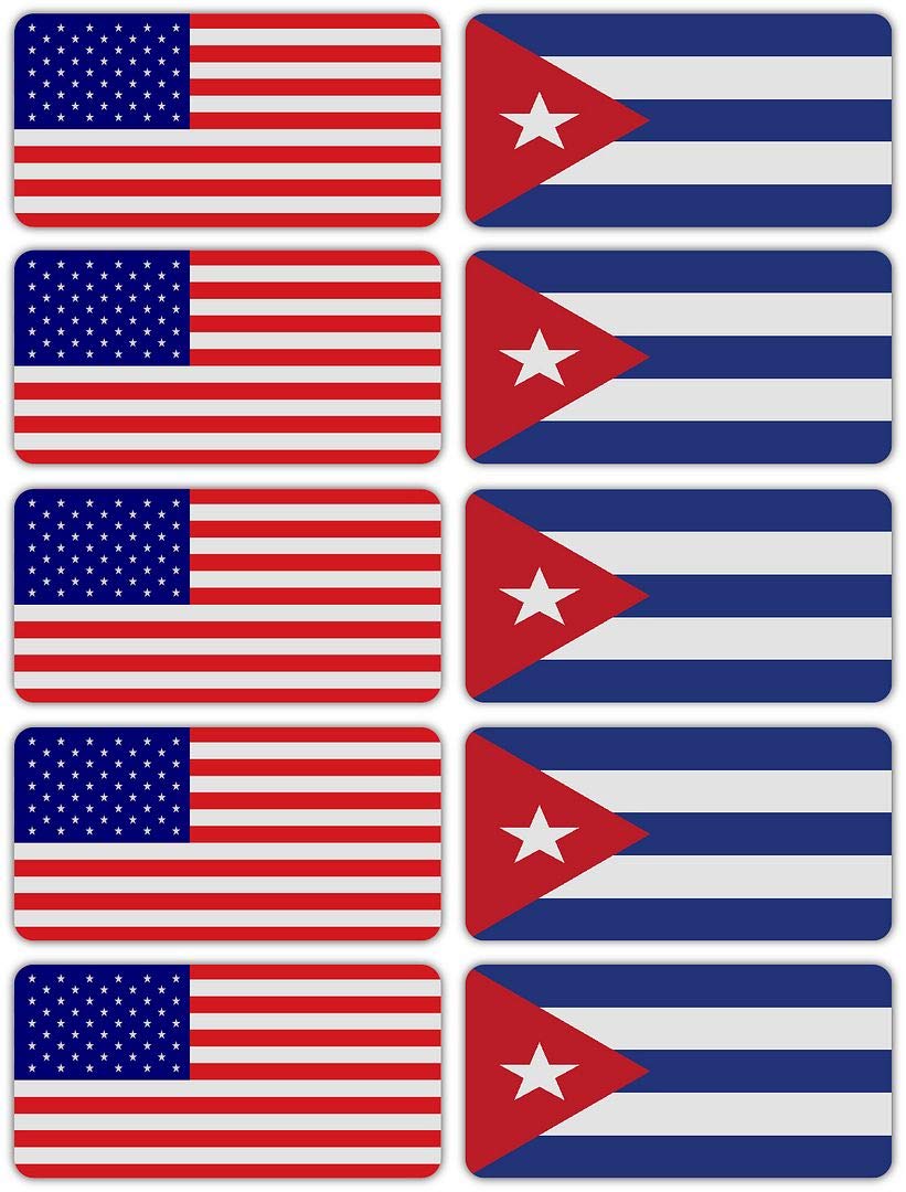3M Reflective Cuba & US Flag Stickers (10-Pack) - High Visibility Safety Decals for Hard Hats, Laptops, Bikes & Toolboxes - Perfect for Night Safety, Work Gear & Patriotic Decor