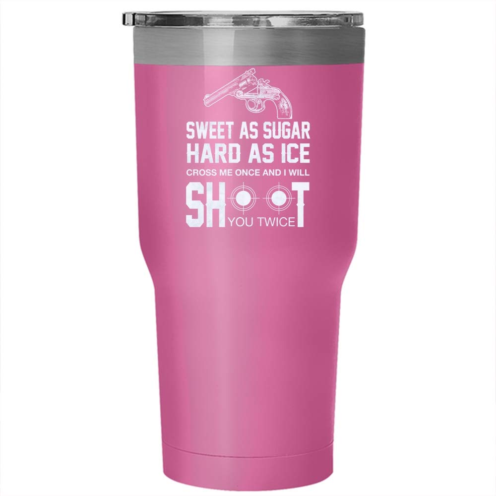 30 oz Stainless Steel Tumbler - Sweet As Sugar Hard As Ice Travel Mug with Motivational Quote, Insulated Cup for Coffee, Tea & Cold Drinks | Perfect Outdoor, Camping, Gym & Office Gift (Pink)
