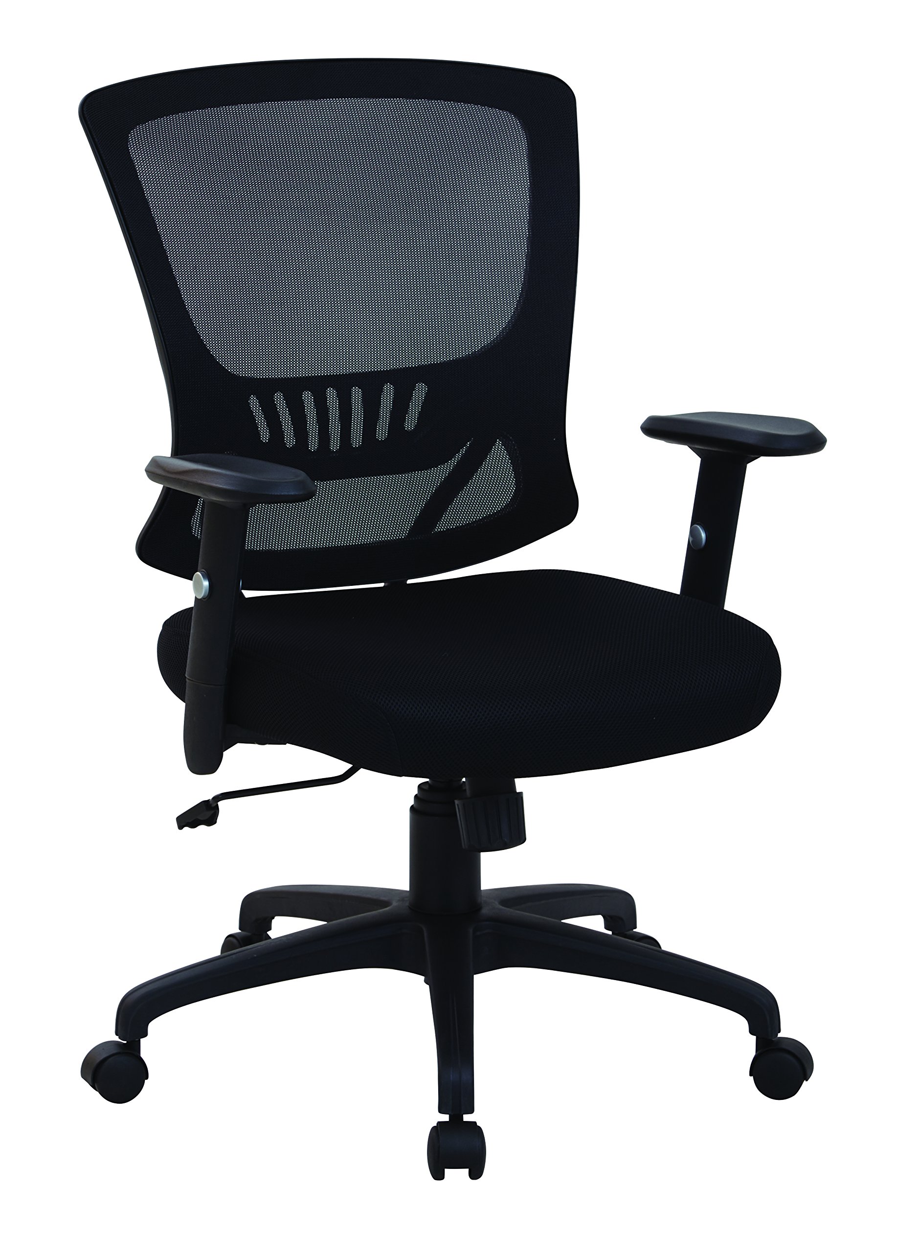 Office Star EM Series Ergonomic Mesh Office Chair with Adjustable Lumbar Support, Locking Tilt & Nylon Base - Black - Perfect for Home Office, Workstation & Computer Desk Use