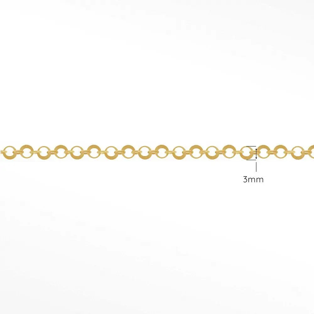 14K Gold Hollow Round Mirror Bracelet - 3mm Dainty Chain for Women, Perfect for Everyday Wear & Special Occasions