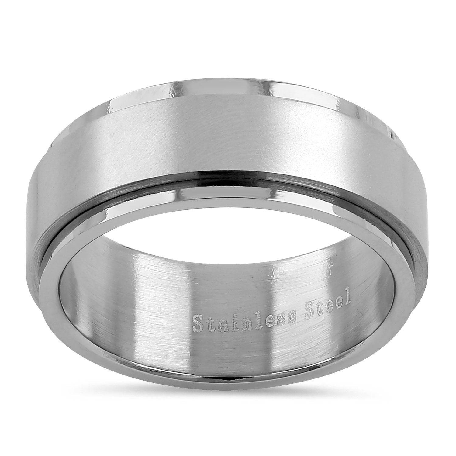 8mm Stainless Steel Spinner Band Ring for Men & Women - Stress Relief Fidget Jewelry for Anxiety, Focus & Relaxation - Perfect for ADHD, Autism & Everyday Wear