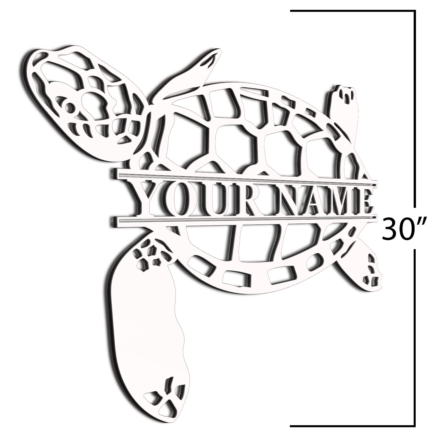 Personalized Metal Sea Turtle Door Hanger - Custom Family Name Sign for Beach House Decor - 30 Inch White Coastal Wall Art - Perfect Gift for Ocean Lovers & Beach Themed Home Décor