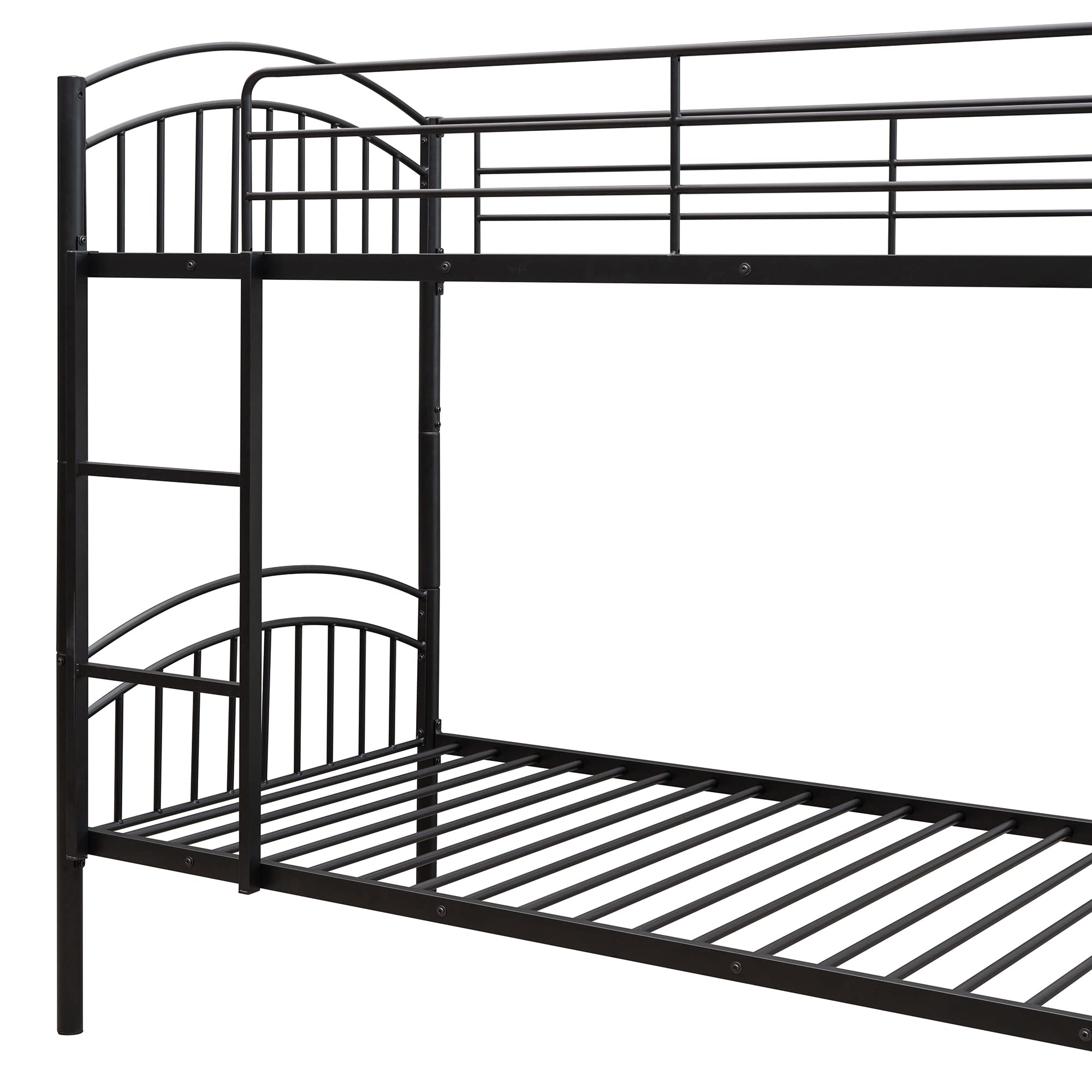 Polibi Twin-Over-Twin Metal Bunk Bed - Heavy Duty Steel Frame with Safety Guardrails & Ladder - Converts to 2 Separate Twin Beds (Black) - Perfect for Kids Rooms, Dormitories & Space-Saving Bedroom Solutions