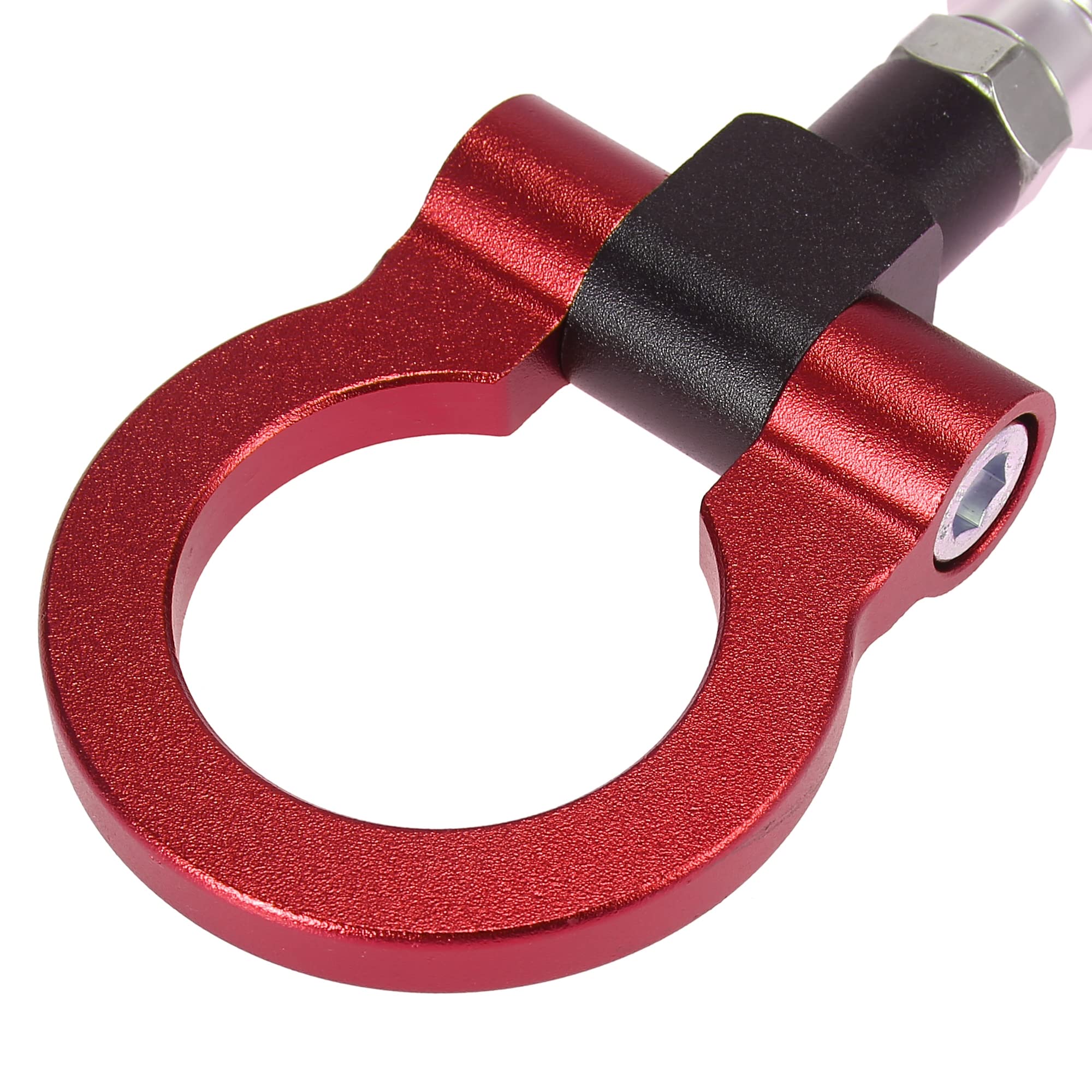 Red Aluminum Alloy Car Tow Hook Kit - Durable Front Bumper Towing Eye for Off-Road & Recovery