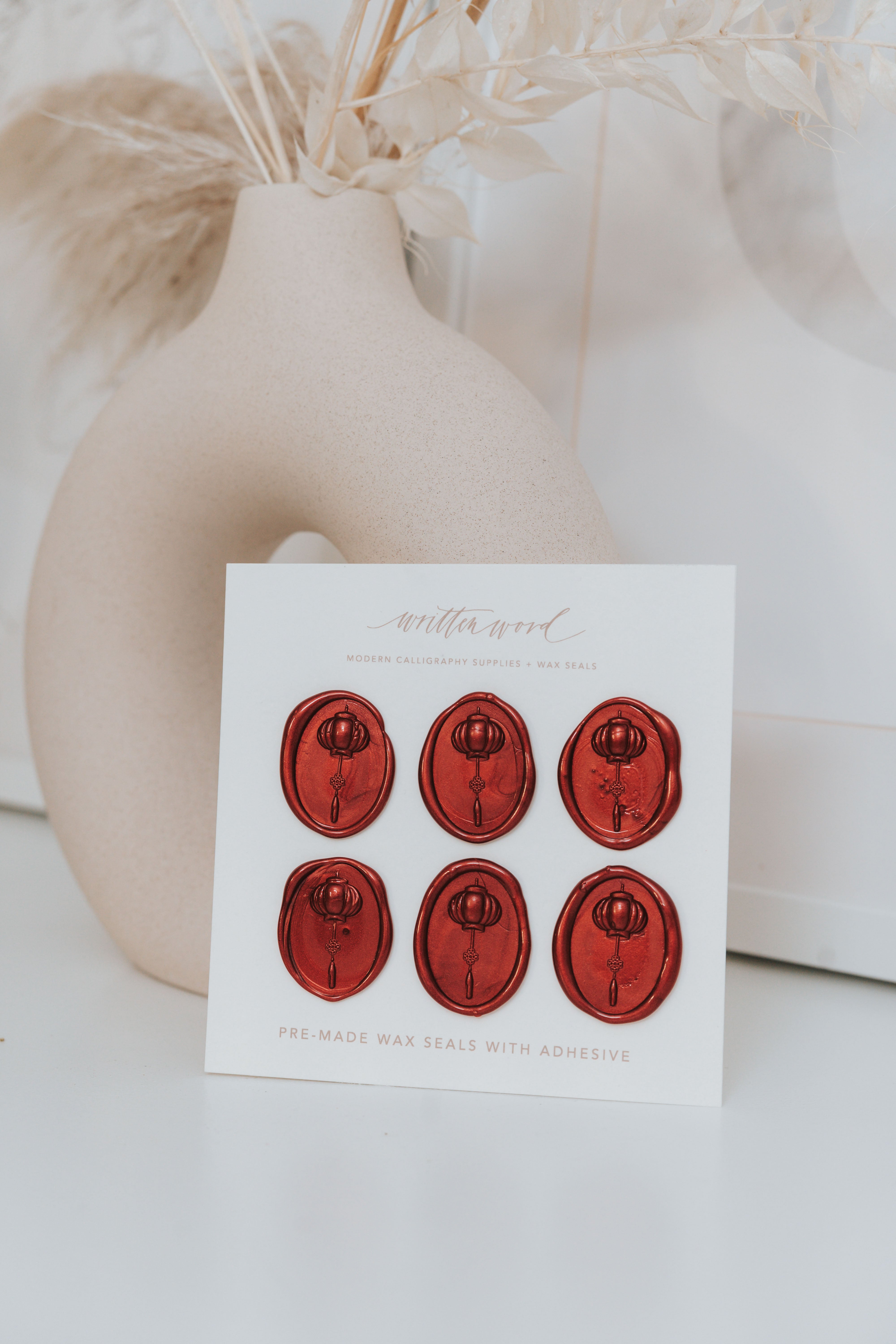 6-Piece Lantern Wax Seal Stamp Set for Wedding Invitations, DIY Scrapbooking & Vintage Letter Decor - Premium Pre-Made Wax Seals for Envelopes, Gifts & Craft Projects
