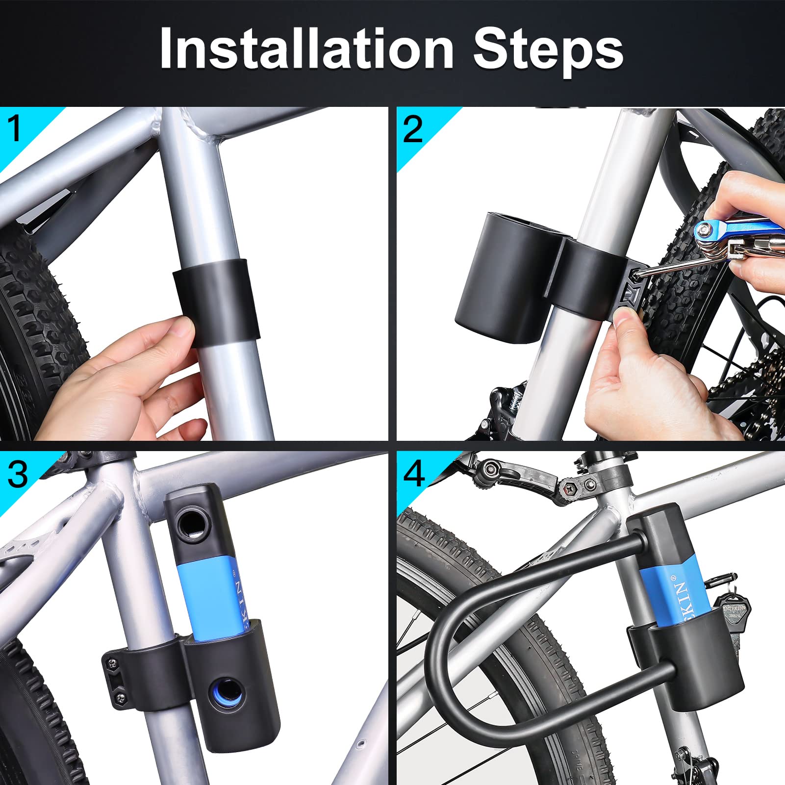 Heavy Duty 16mm Bike U Lock with 4FT/5FT Security Cable & Mounting Bracket - Anti-Theft Bicycle Lock for Road Bikes, Mountain Bikes, E-Bikes - Perfect for Commuting, Urban Riding & Outdoor Adventures