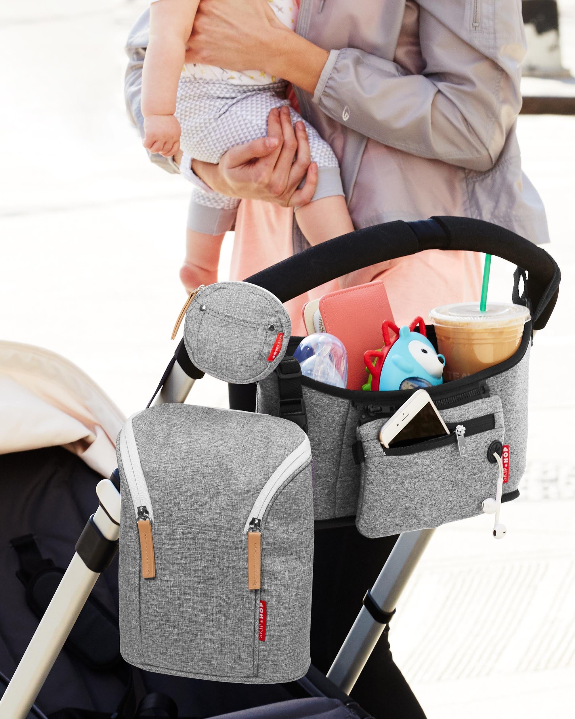 Skip Hop Grab & Go Double Bottle Bag - Insulated Baby Bottle Holder for Twins, Perfect for Daycare, Travel & On-the-Go Parents - BPA-Free & Leak-Proof Design