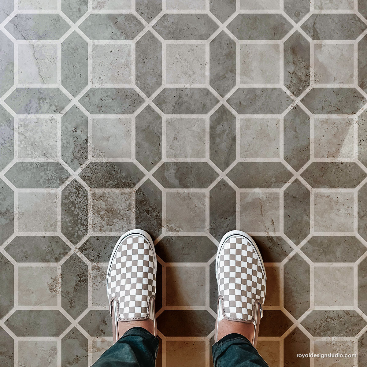 Premium Mosaic Grid Floor Tile - Waterproof & Slip-Resistant - Perfect for Bathroom, Kitchen, and Outdoor Patio Decoration