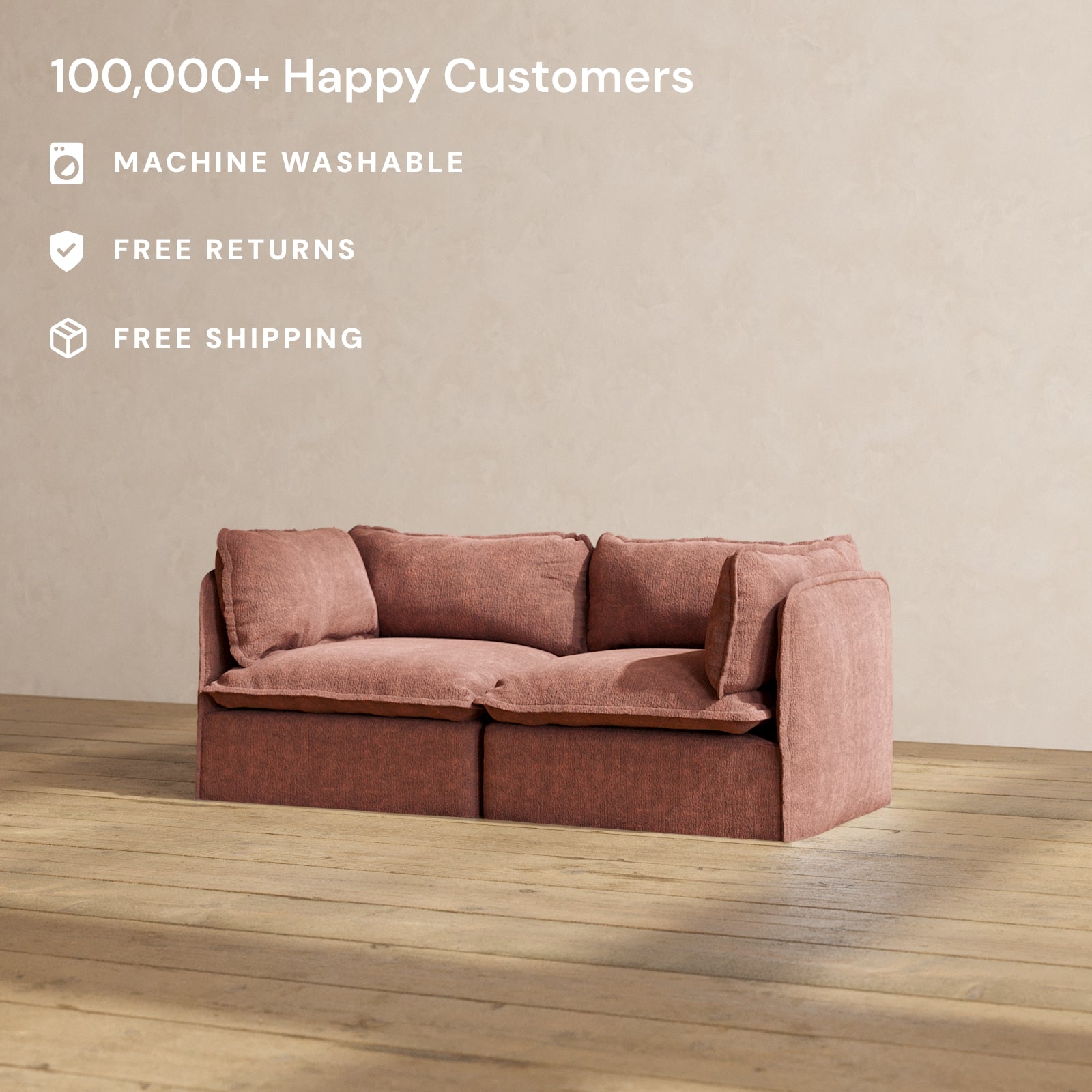 Premium Modular Performance 2-Seater Sofa in Rich Chestnut Brown | Modern Comfort Blend for Living Room & Lounge Areas | Perfect for Small Spaces & Cozy Home Decor
