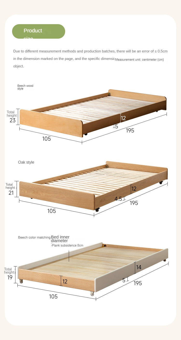 Solid Oak & Beech Wood Floor Bed with Pulley - Toddler Bed for Safe & Comfortable Sleep - Perfect for Montessori Bedrooms & Kids' Room Decor