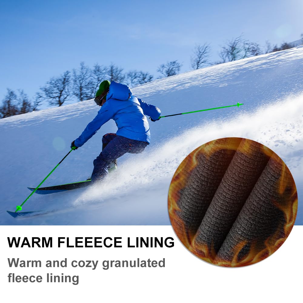 Men's Waterproof Ski Snow Pants - Fleece Lined Winter Hiking Pants with Cargo Pockets | Warm Insulated Softshell Outdoor Pants for Skiing, Snowboarding, Fishing & Cold Weather Activities